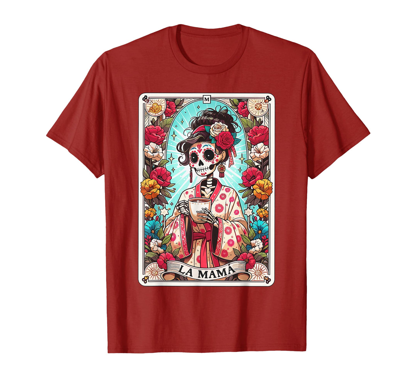 Funny La Mama Tarot Card Mexican Skeleton Mama Happy T-Shirt