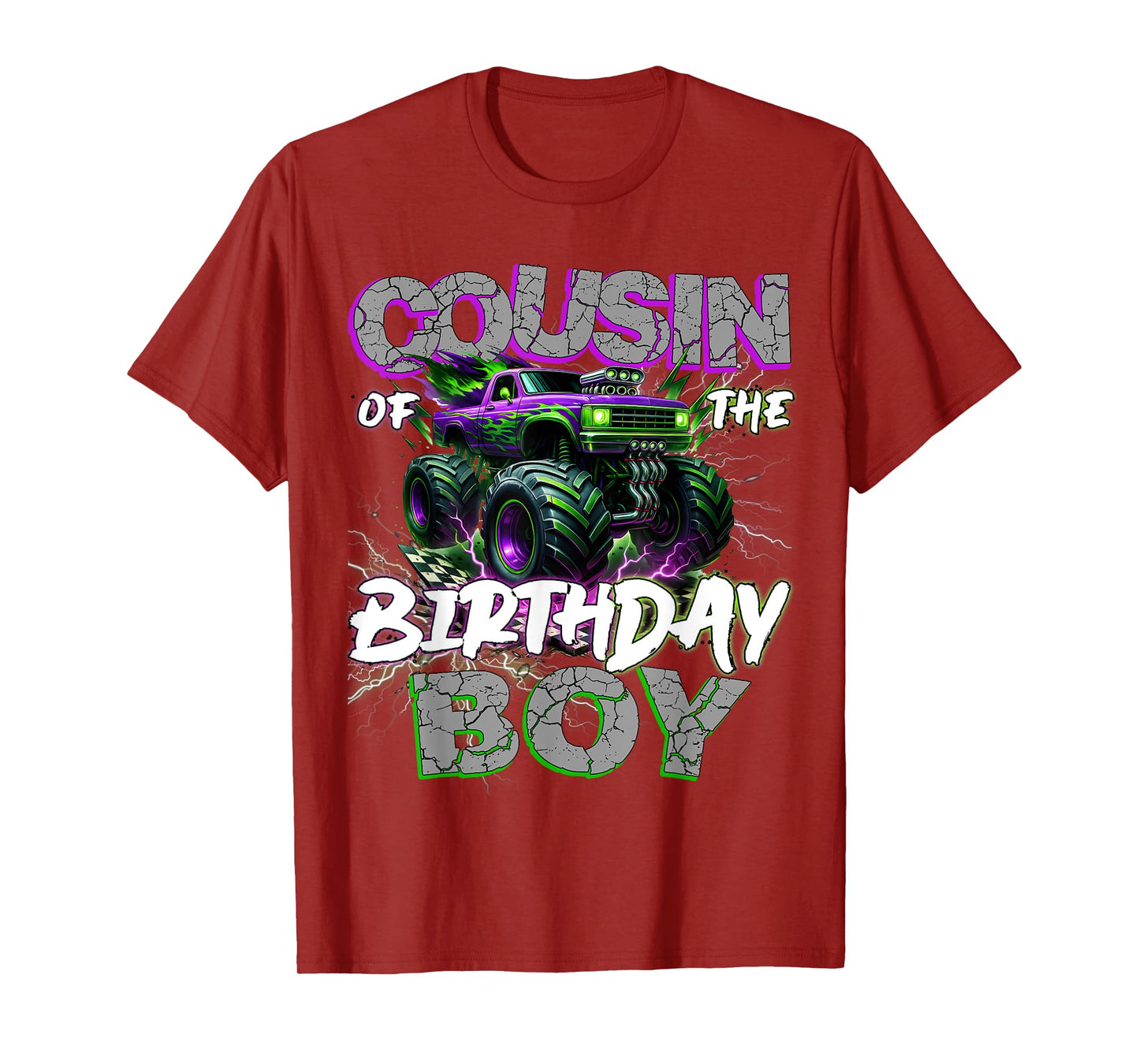 Cousin Of The Birthday Monster Truck Family Matching Party T-Shirt