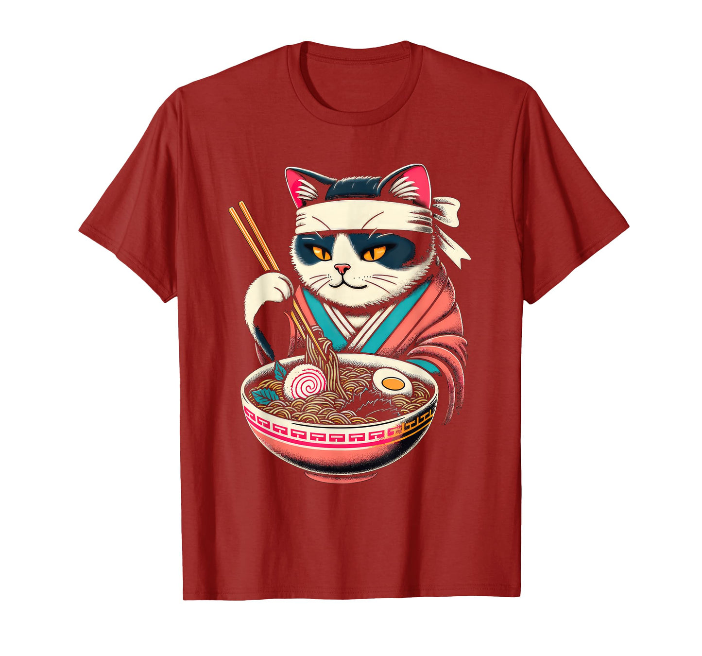 Cat Ramen Graphic Tee Japanese Kawaii Anime Cat Funny Tshirt T-Shirt