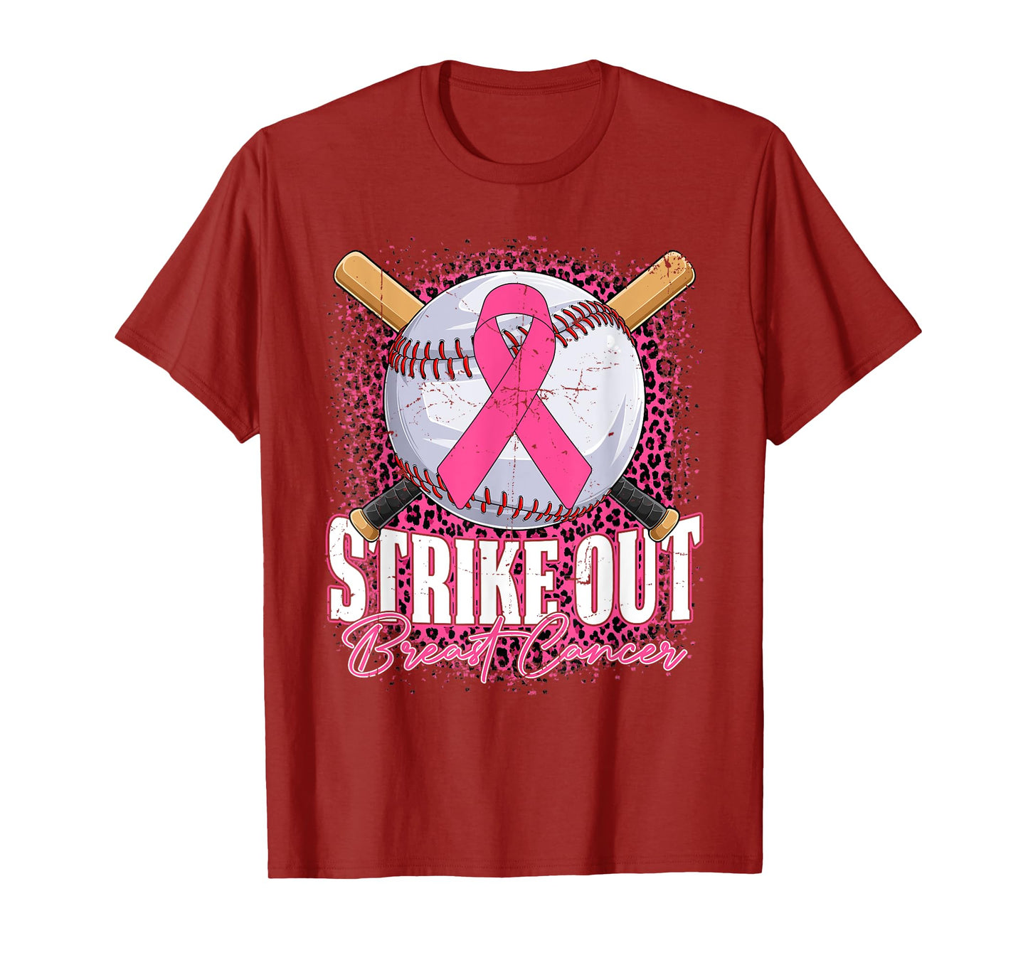 Strike Out Breast Cancer Baseball Ball & Pink Ribbon Women T-Shirt