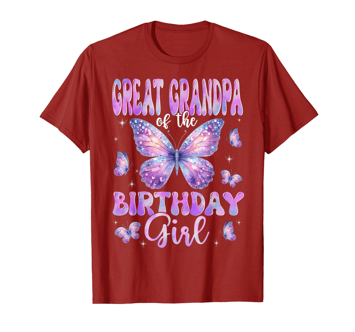 Great Grandpa Of The Birthday Girl Butterfly Family Matching T-Shirt