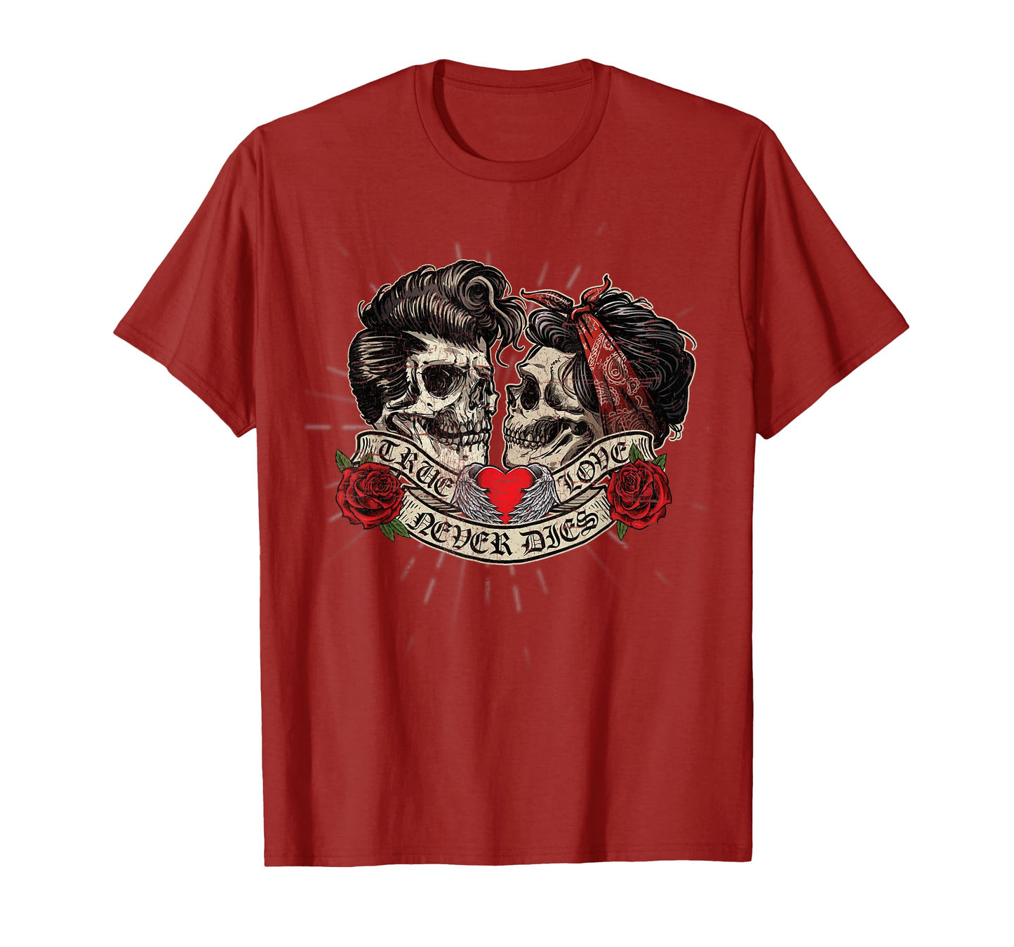 Vintage Retro True Love Never Dies Tattoo Rockabilly T-Shirt