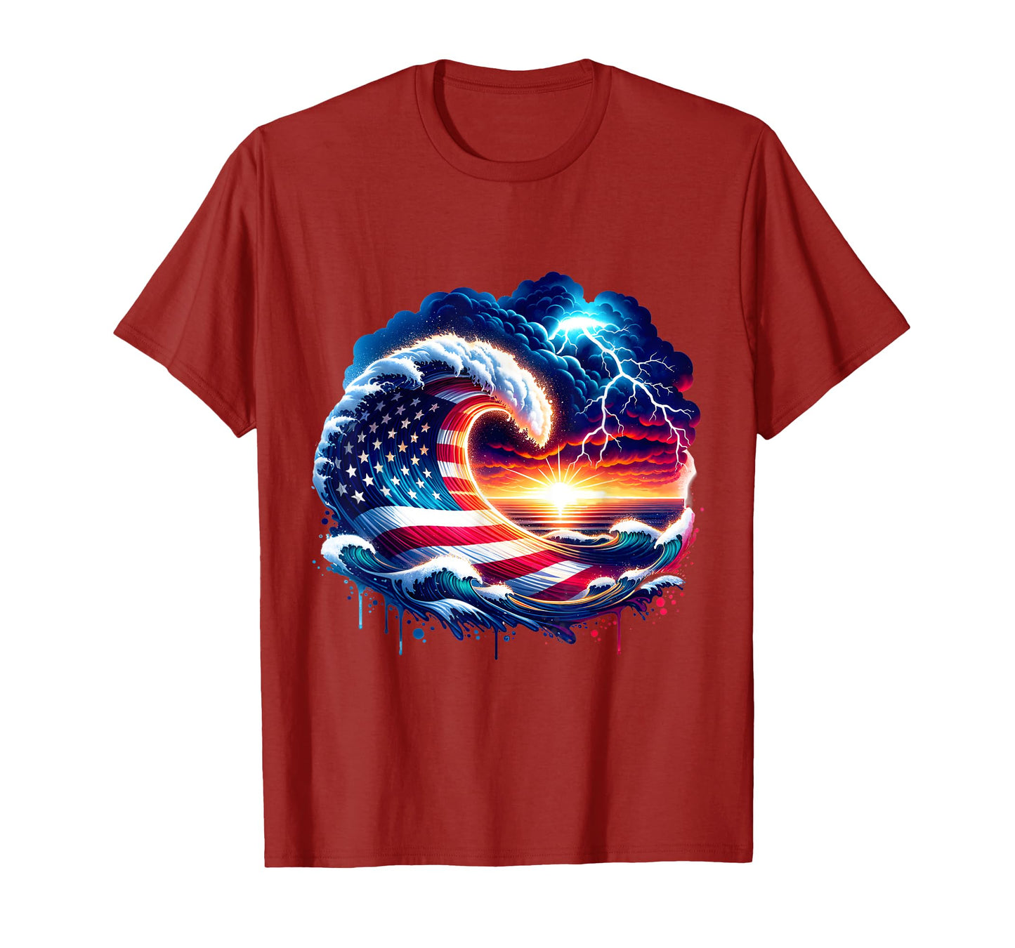 Wave flag USA Flag Honor Celebrate Independence Patriotic T-Shirt