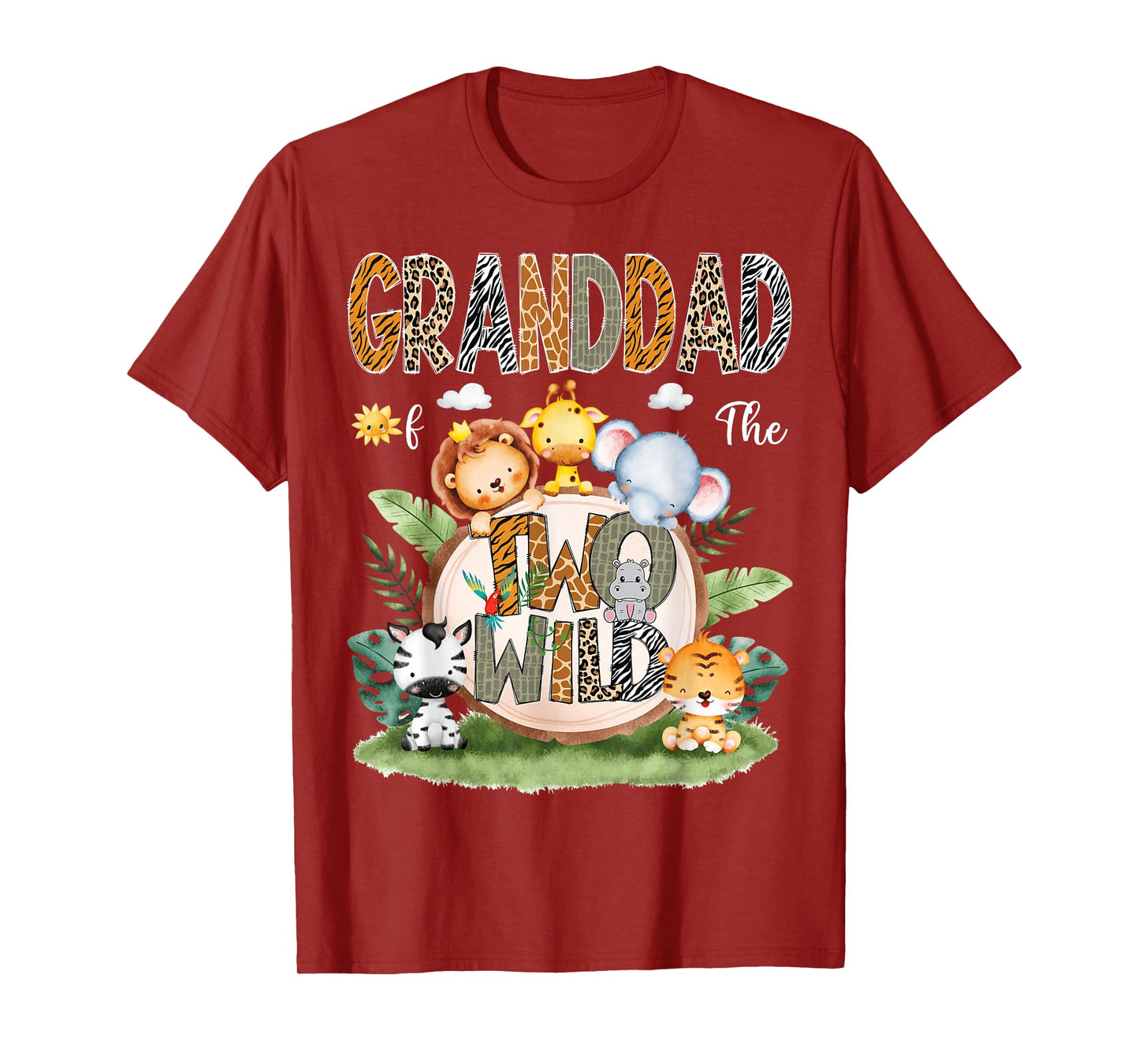Granddad Of The Two Wild 2Nd Birthday Safari Animal Lover T-Shirt