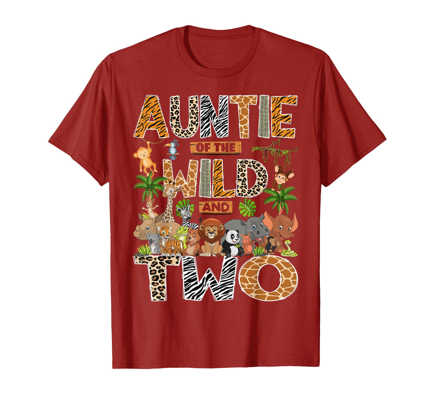 Auntie Of The Wild & Two 2Nd Birthday Boy Safari Jungle T-Shirt