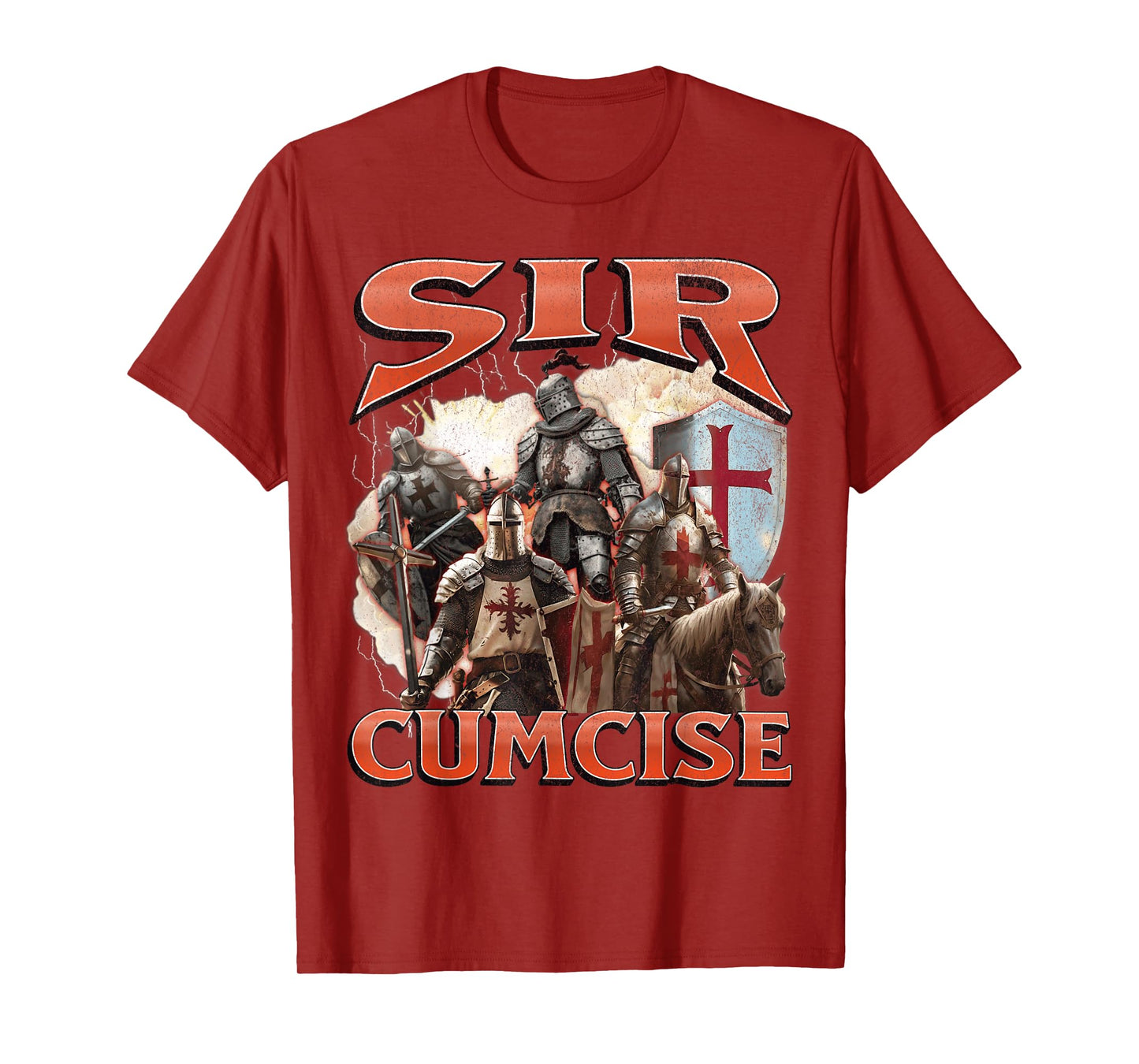 Sir Cumcise Funny Offensive Knight Meme Bootleg Graphic T-Shirt