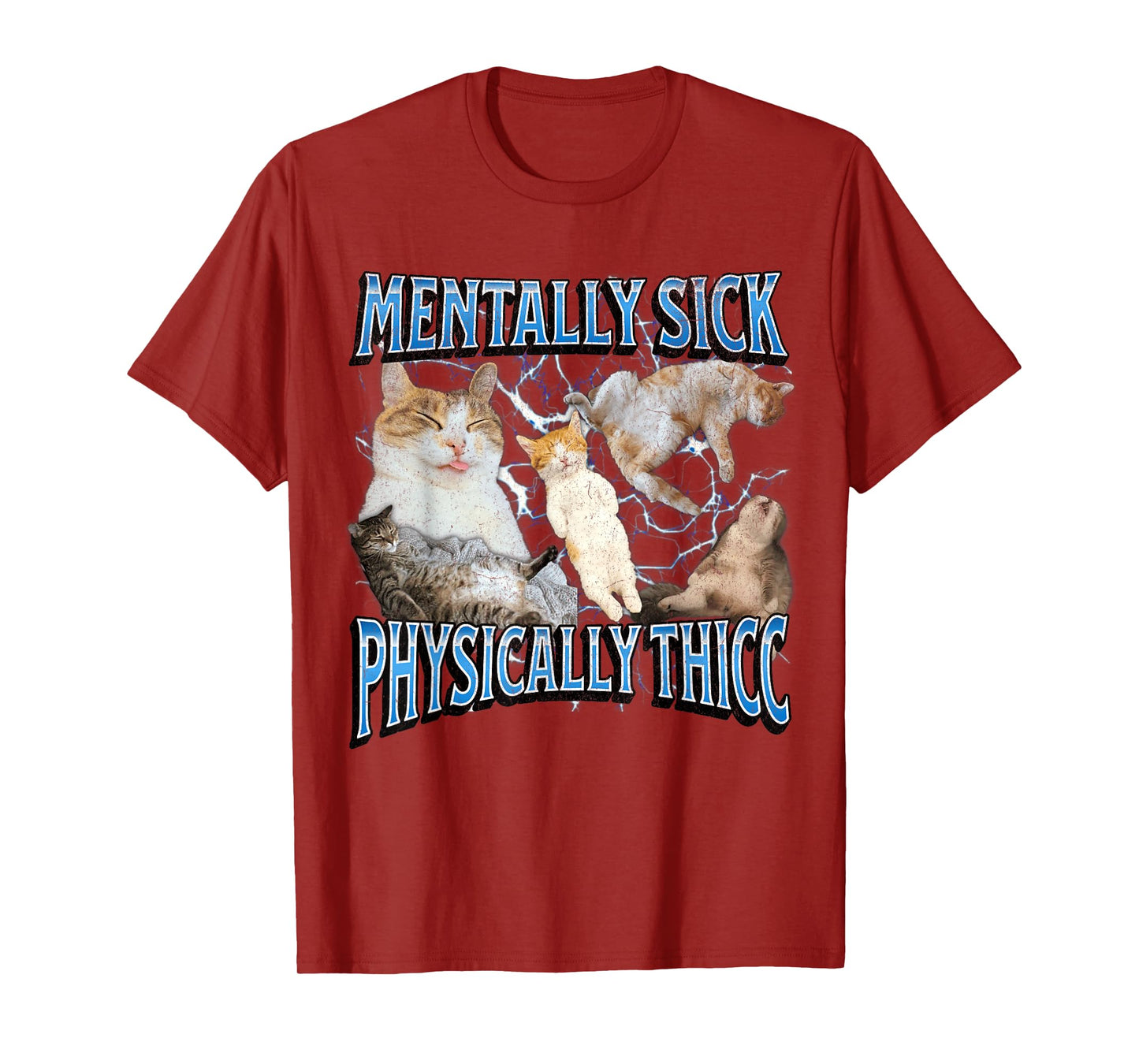 Physically Thicc Funny Cat Meme Bootleg Graphic T-Shirt for Men Women