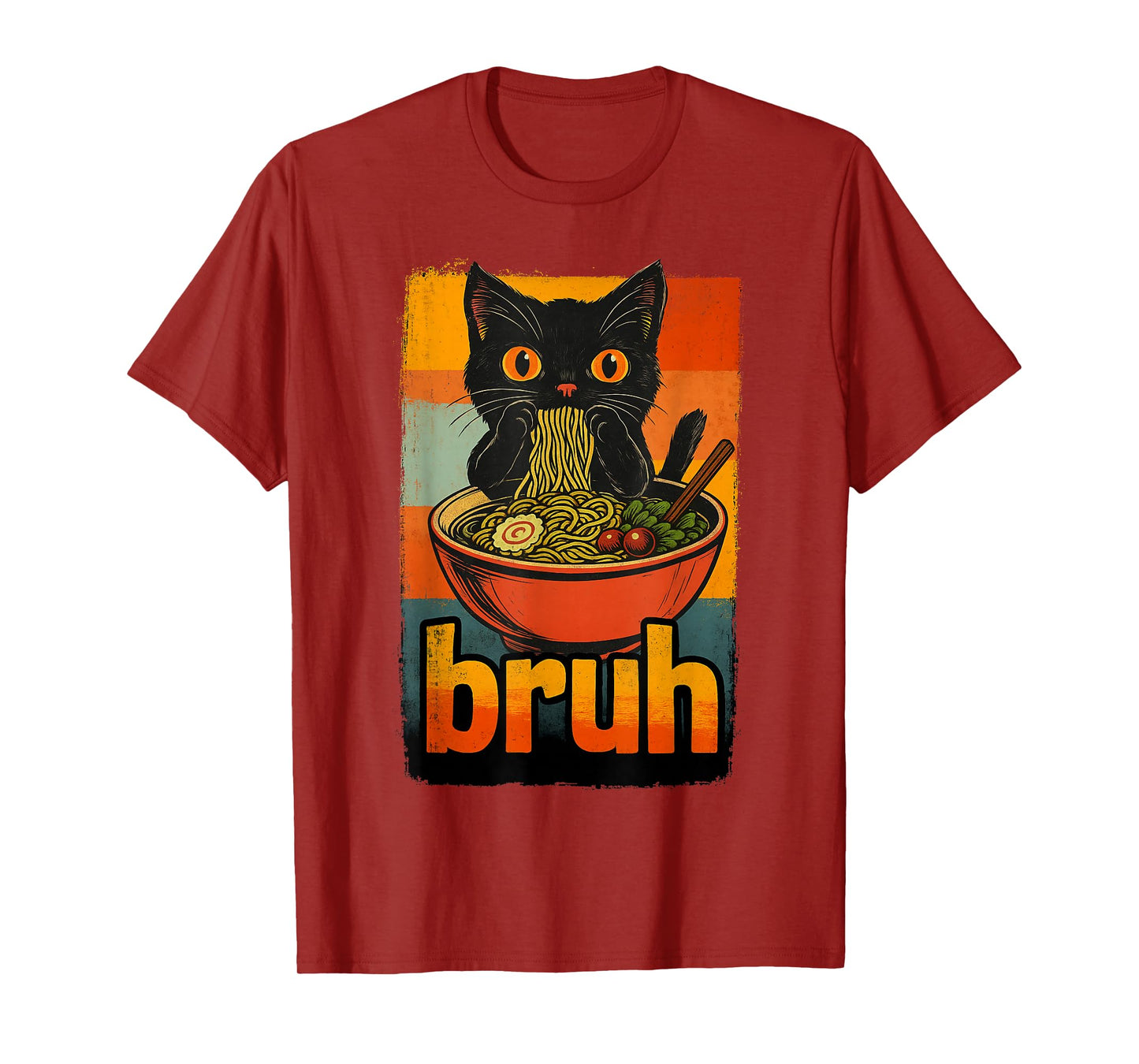 Funny Cat Eating Japanese Ramen Noodles Gifts Men Women Kid T-Shirt