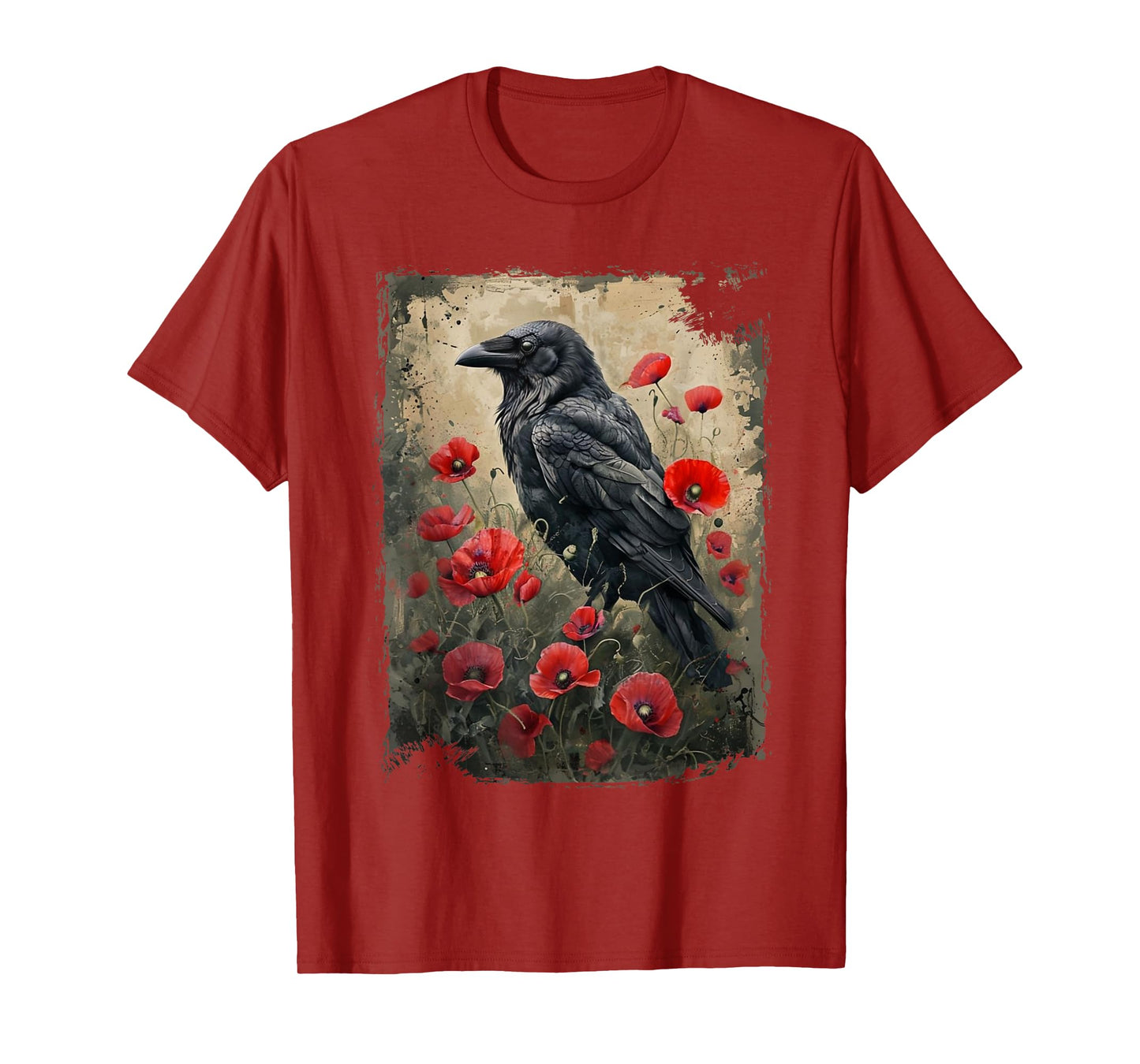 Vintage Floral Black Bird Crow Graphic Funny Crow Lover T-Shirt