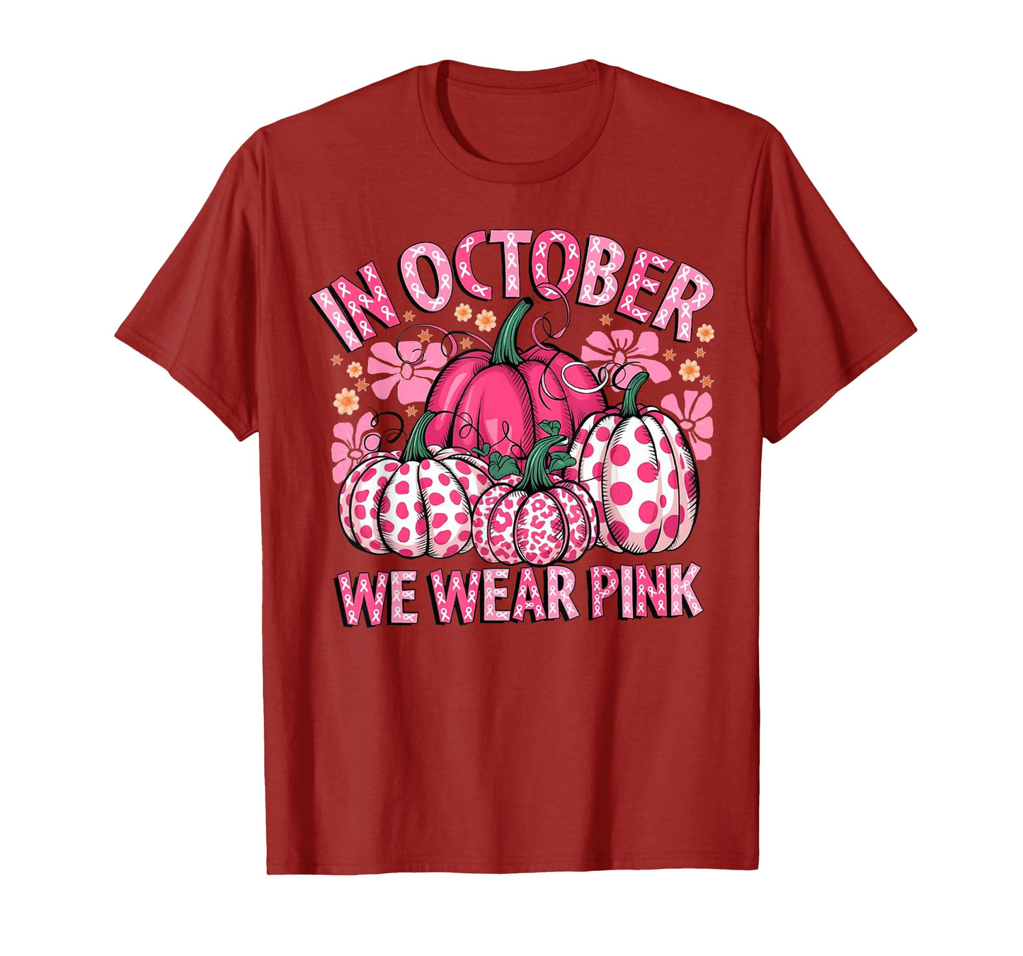In October We Wear Pink Pumpkin Breast Cancer Halloween T-Shirt