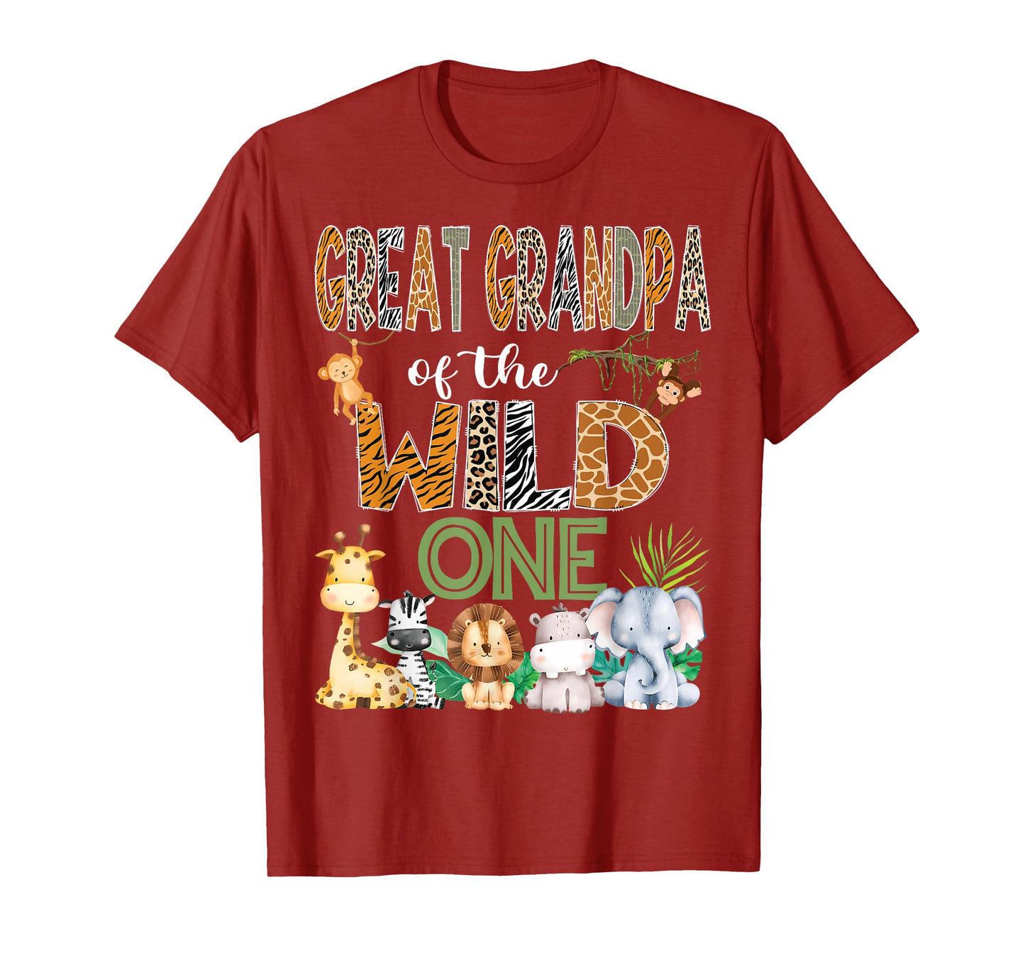Great Grandpa Of The Wild One 1St Birthday Safari Zoo Jungle T-Shirt