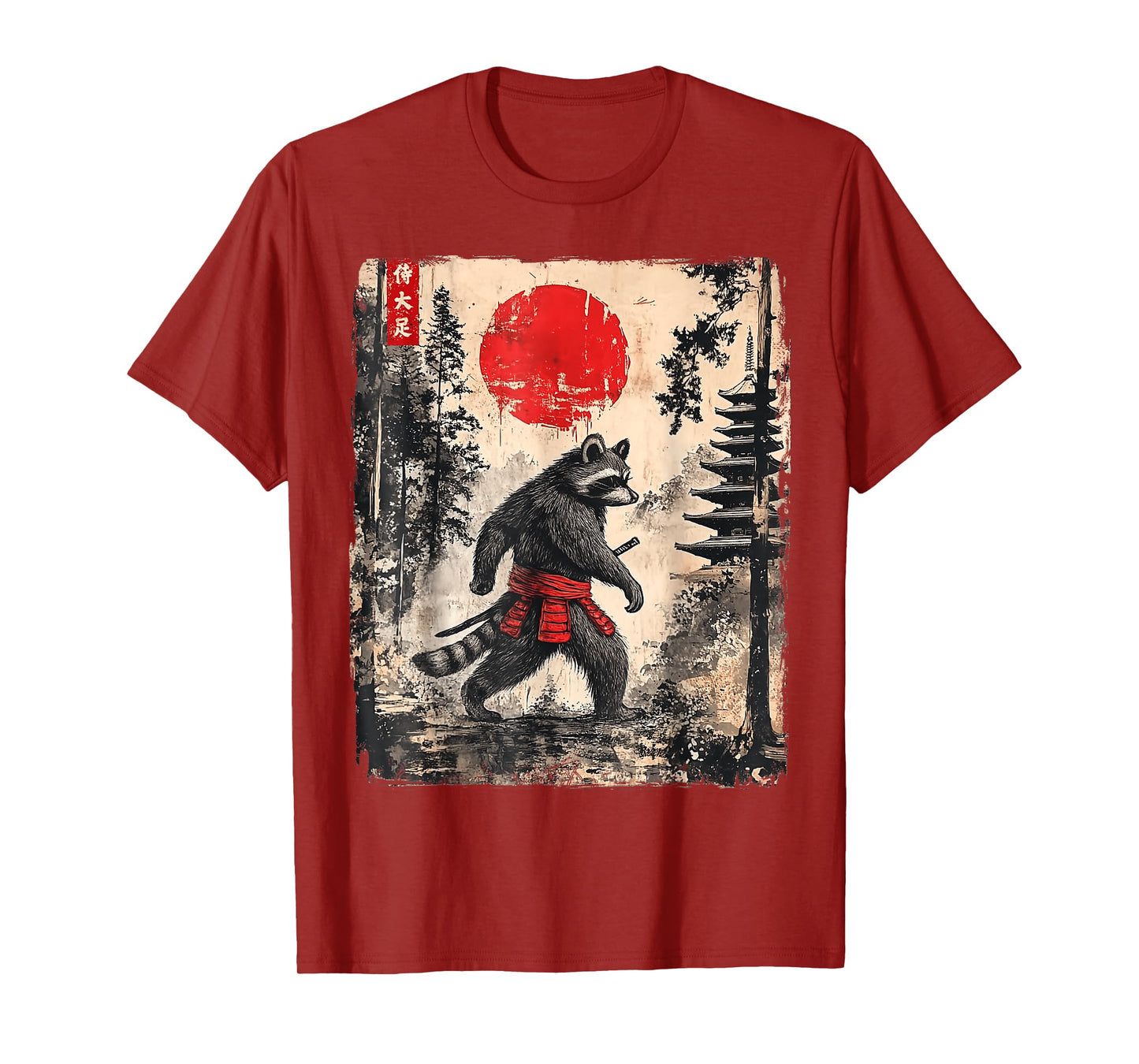 Samurai Raccoon Japanese Vintage Funny Gifts Graphic Art T-Shirt