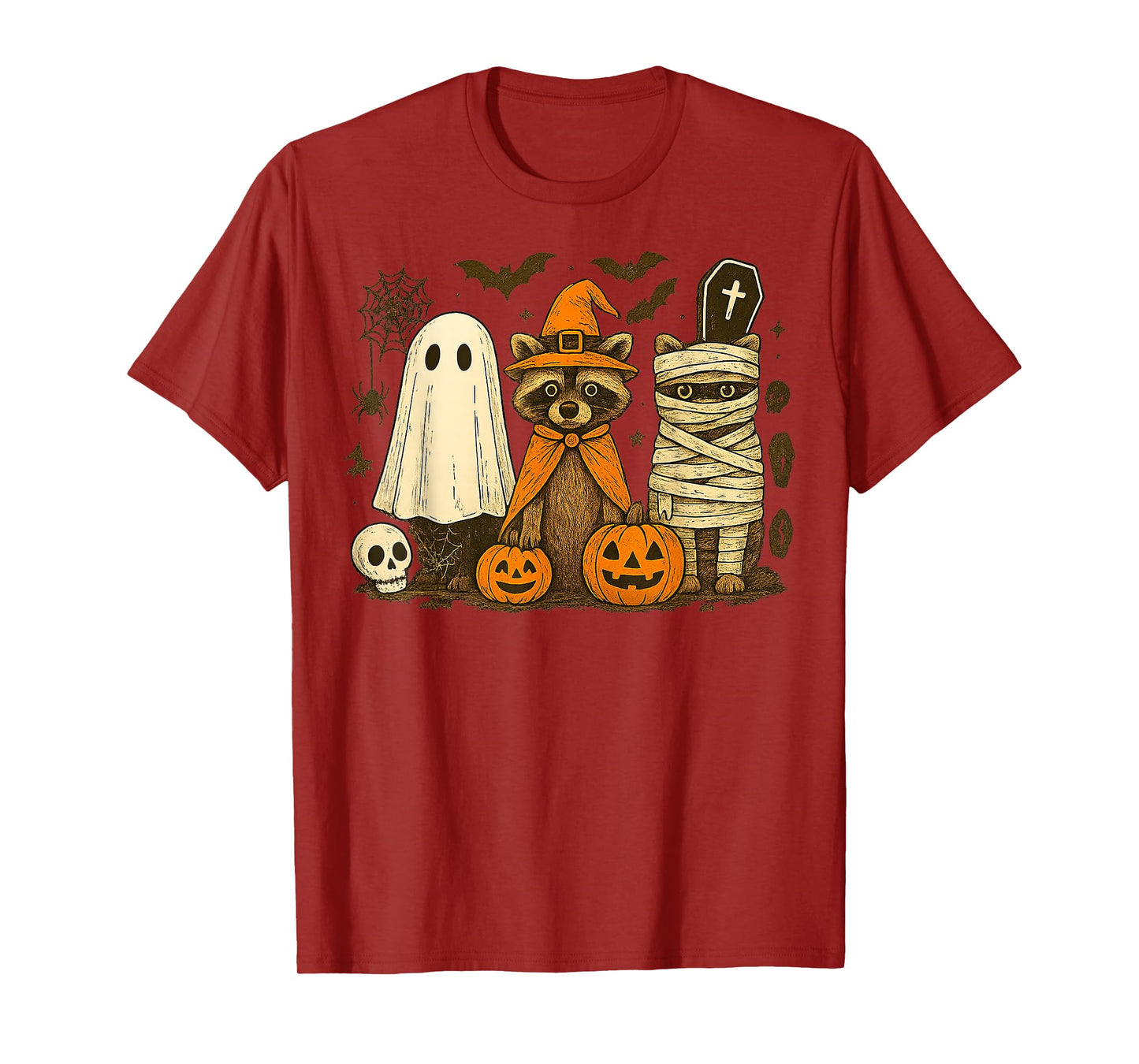 Halloween Raccoon Costumes Ghost Witch Mummy Men Women Kid T-Shirt