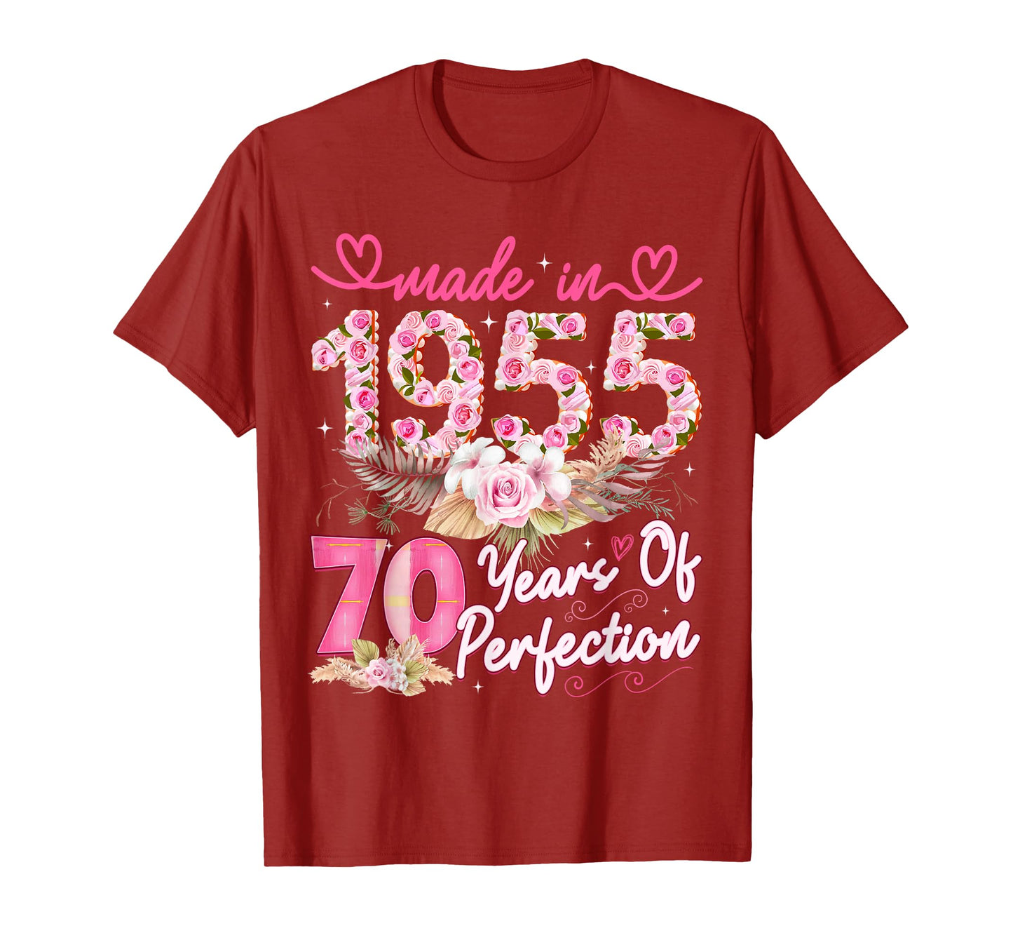 Made in 1955 70th Birthday 70 Year Old Floral Perfection T-Shirt