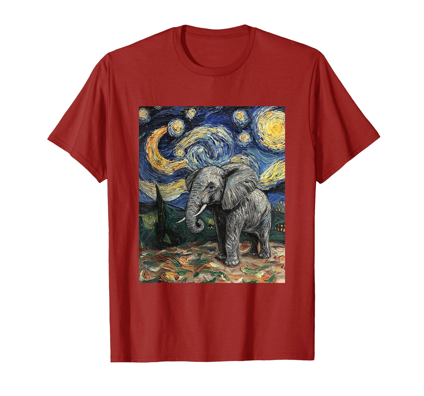 Cute Elephant Africa - Van Gogh Style - Starry Night T-Shirt