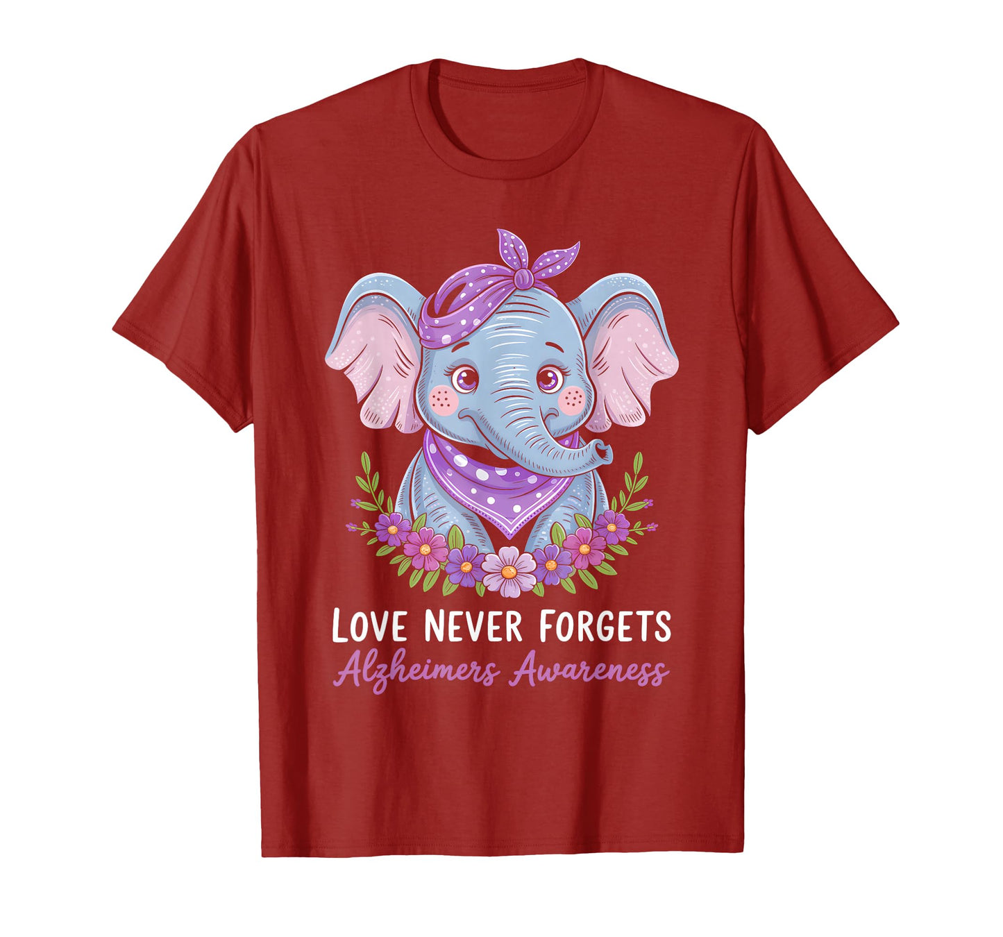 Love Never Forgets Alzheimer’s Awareness Elephant T-Shirt