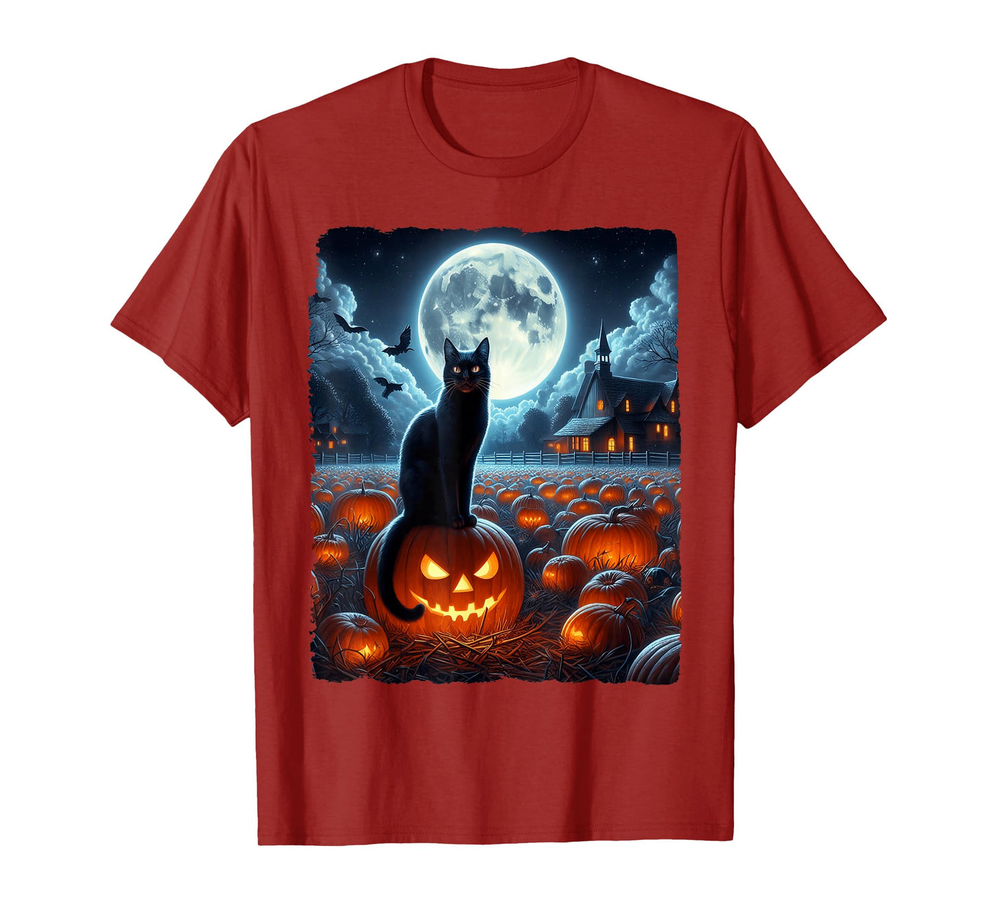 Black Cat Halloween Cat Lovers Starry Night Cat Van Gogh Cat T-Shirt