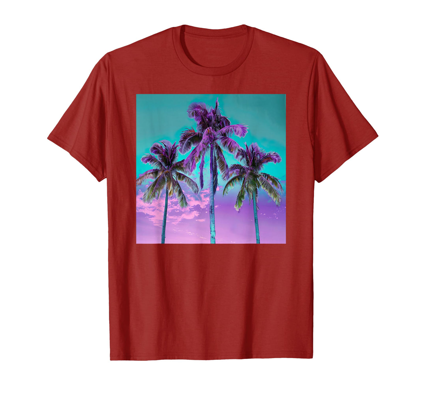 Palm Tree Tropical Teal Turquoise Purple T-Shirt