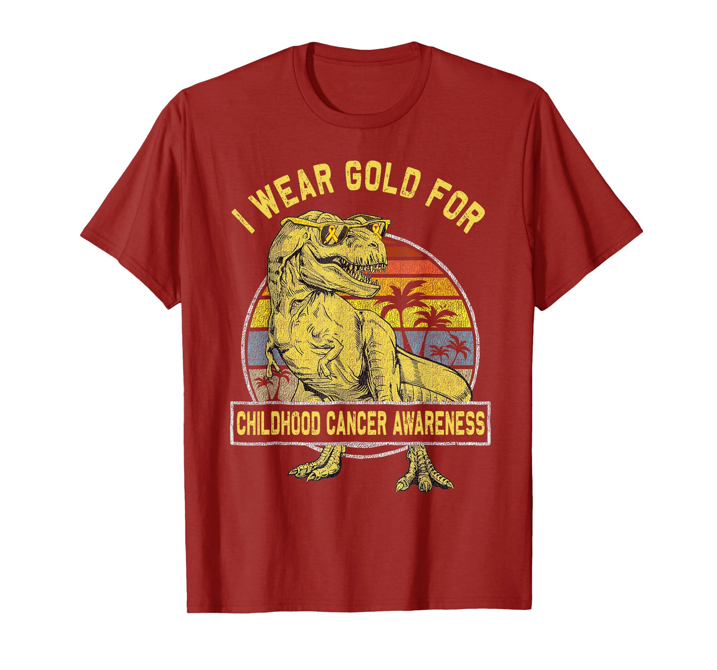 I Wear Gold For Childhood Cancer Awareness Dinosaur Boys T-Shirt