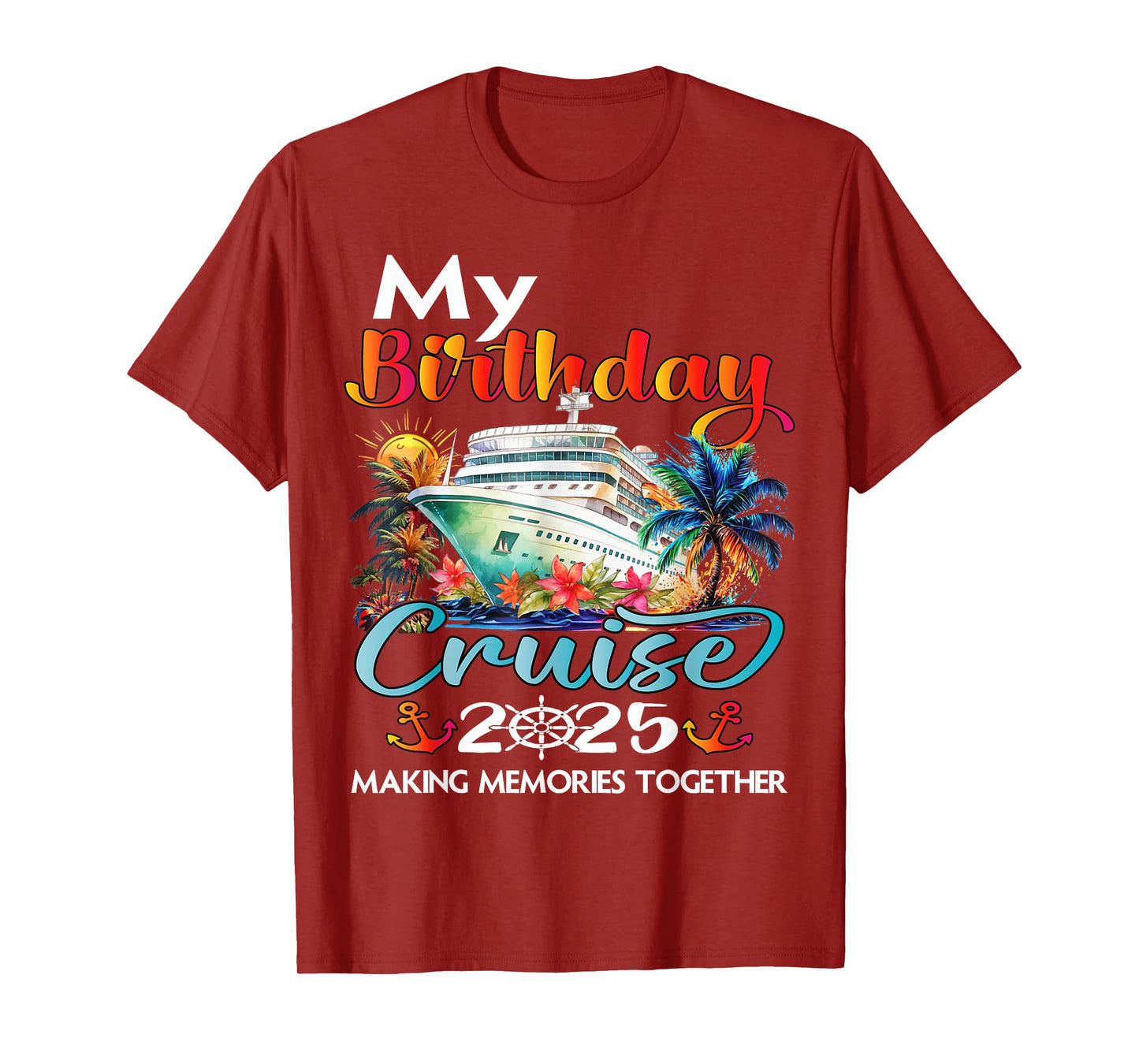 Birthday Trip Cruise 2025 Family Birthday Party Unisex-Adults, Kids Black Short Sleeve T-Shirt Small