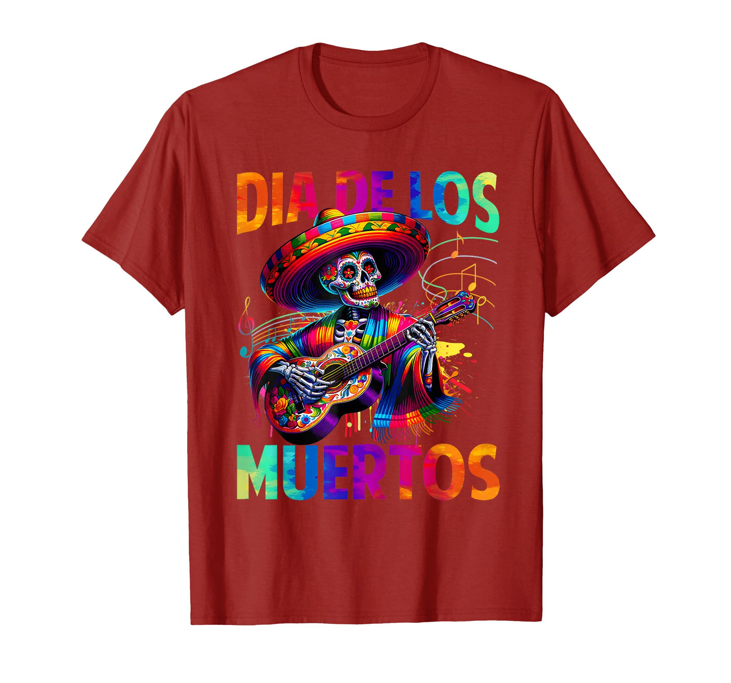 Dia de Muertos Skeleton Playing Guitar Day of The Dead Men T-Shirt