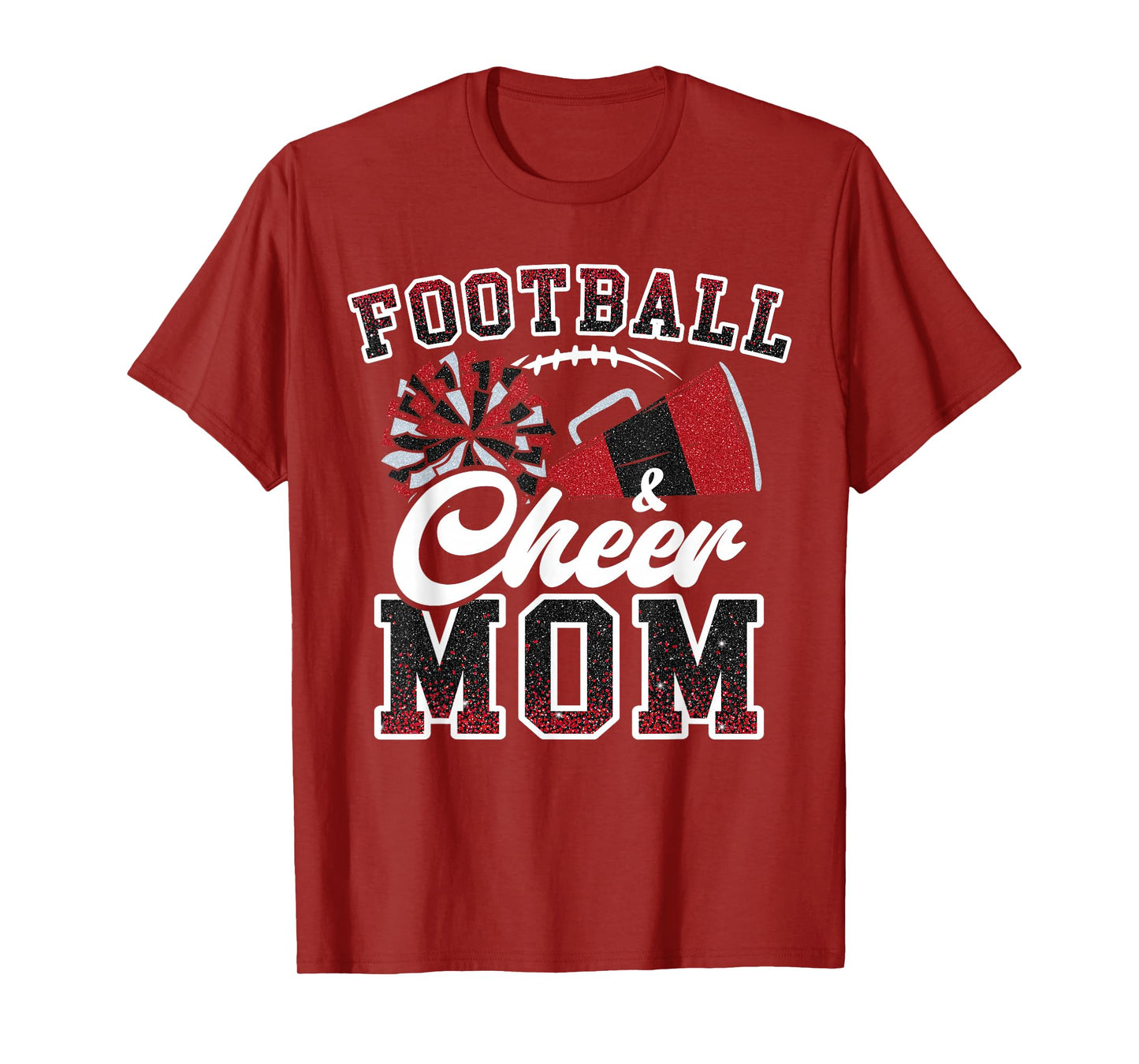 Loud Proud Football And Cheer Mom Cheerleader Mom Mama Red T-Shirt