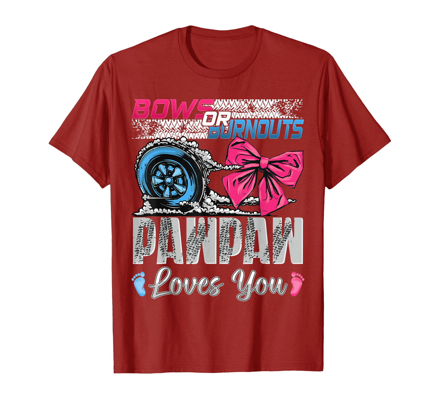 Burnouts or Bows Pawpaw Loves You Gender Reveal Party T-Shirt