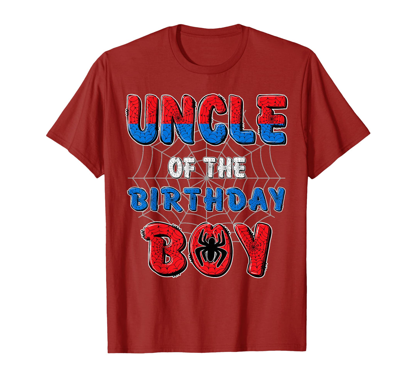 Uncle of The Birthday Boy Spider Web Funny Birthday Party T-Shirt