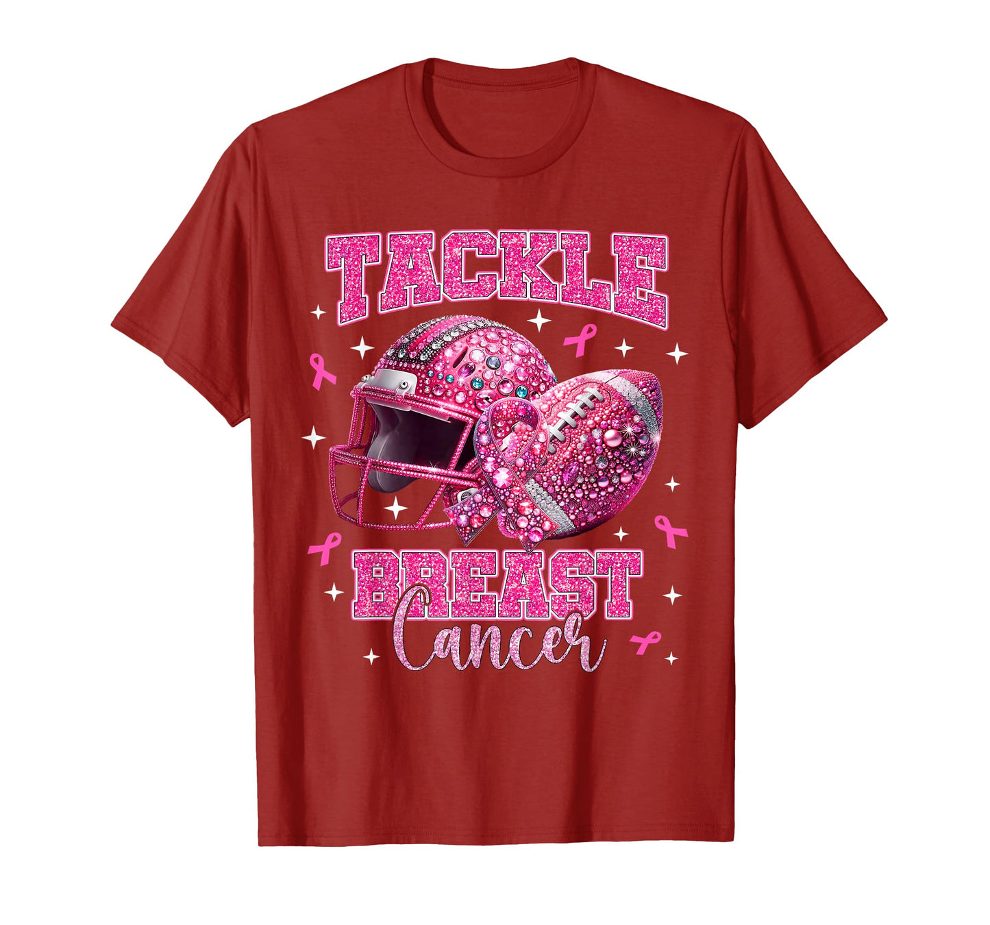 Tackle Breast Cancer Awareness Pink American Football Funny T-Shirt
