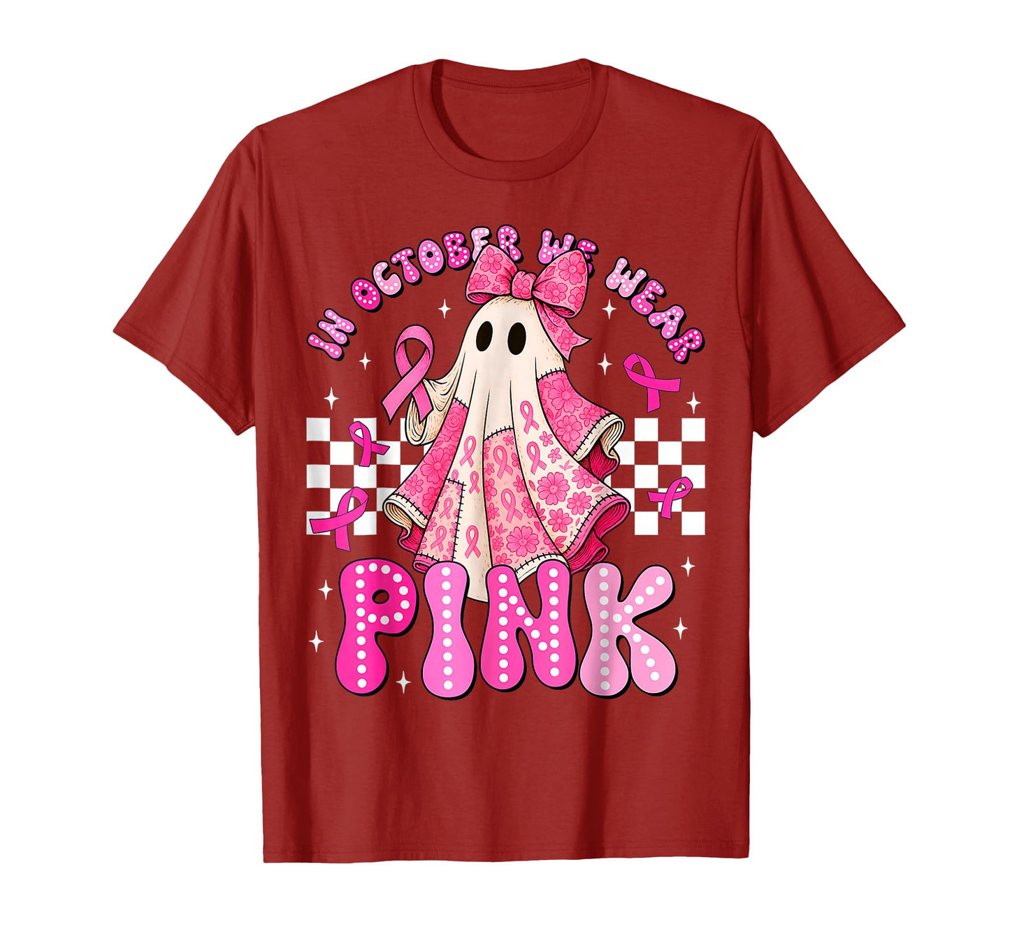Breast Cancer Women Halloween in October We Wear Pink T-Shirt