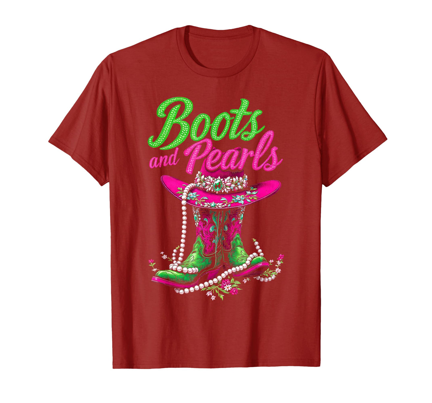 Boots To The Ground Pink Cowgirl T-Shirt