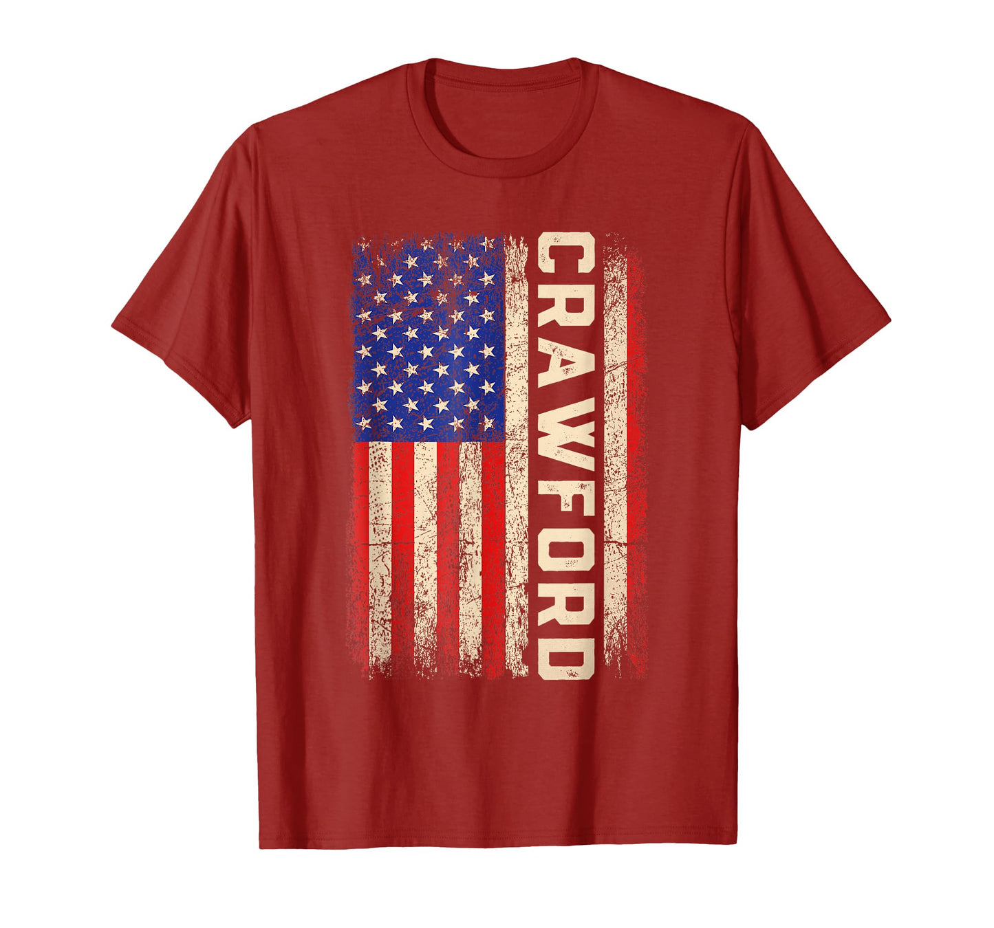 Crawford Last Name Shirt Crawford Name American Flag T-Shirt