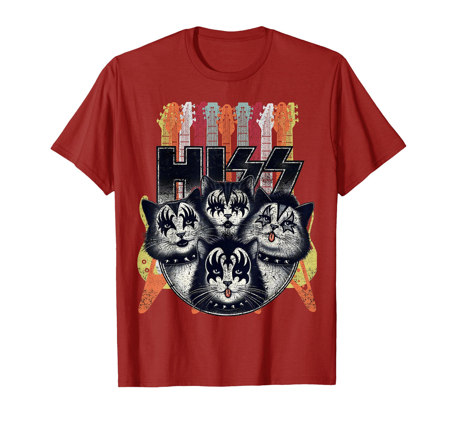 Hiss Funny Cats Kittens Parody Rock Rockin vintage retro cat T-Shirt for Men Women