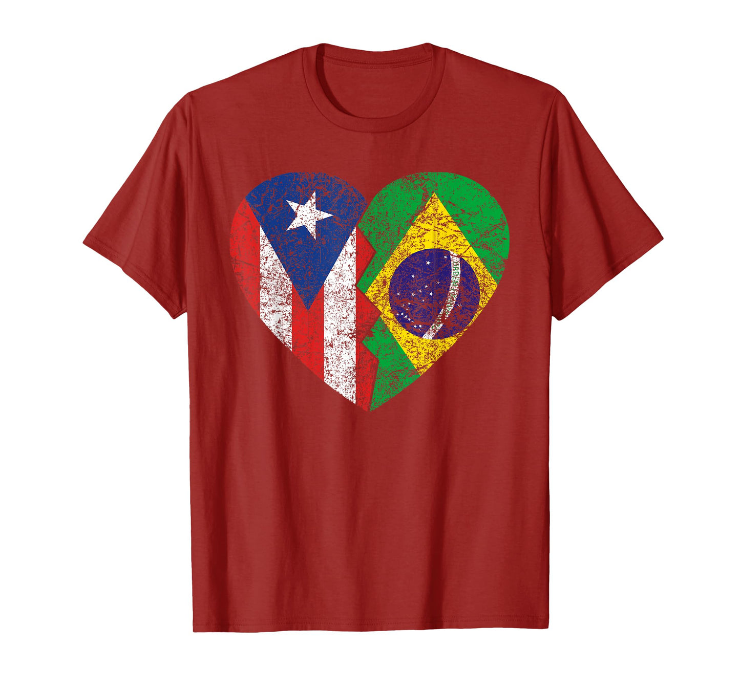 Brazilian Puerto Rican Flags Heart | Puerto Rico Brazil T-Shirt
