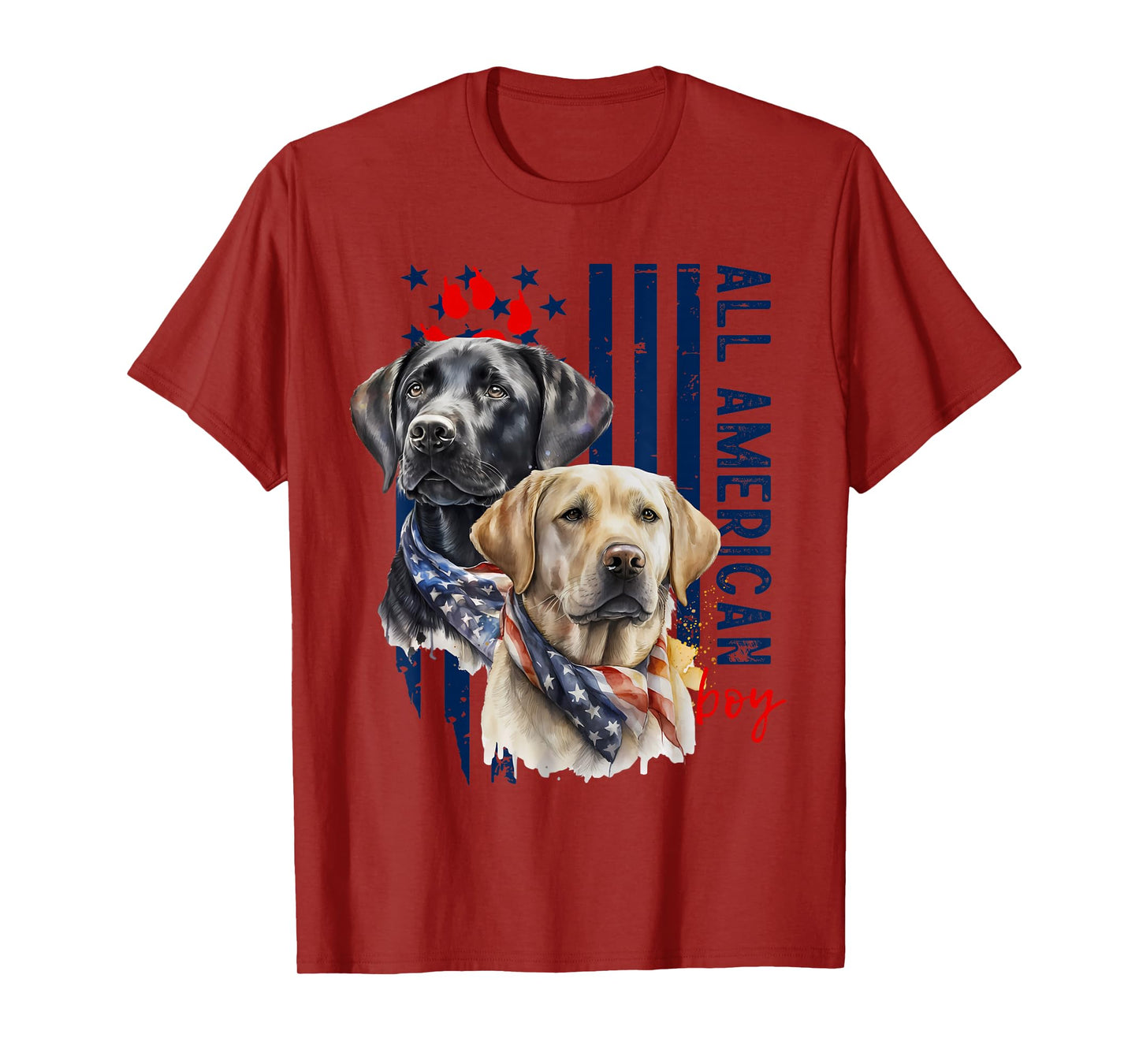 Patriotic USA Flag Labradors All American Boy US Lab Owner T-Shirt
