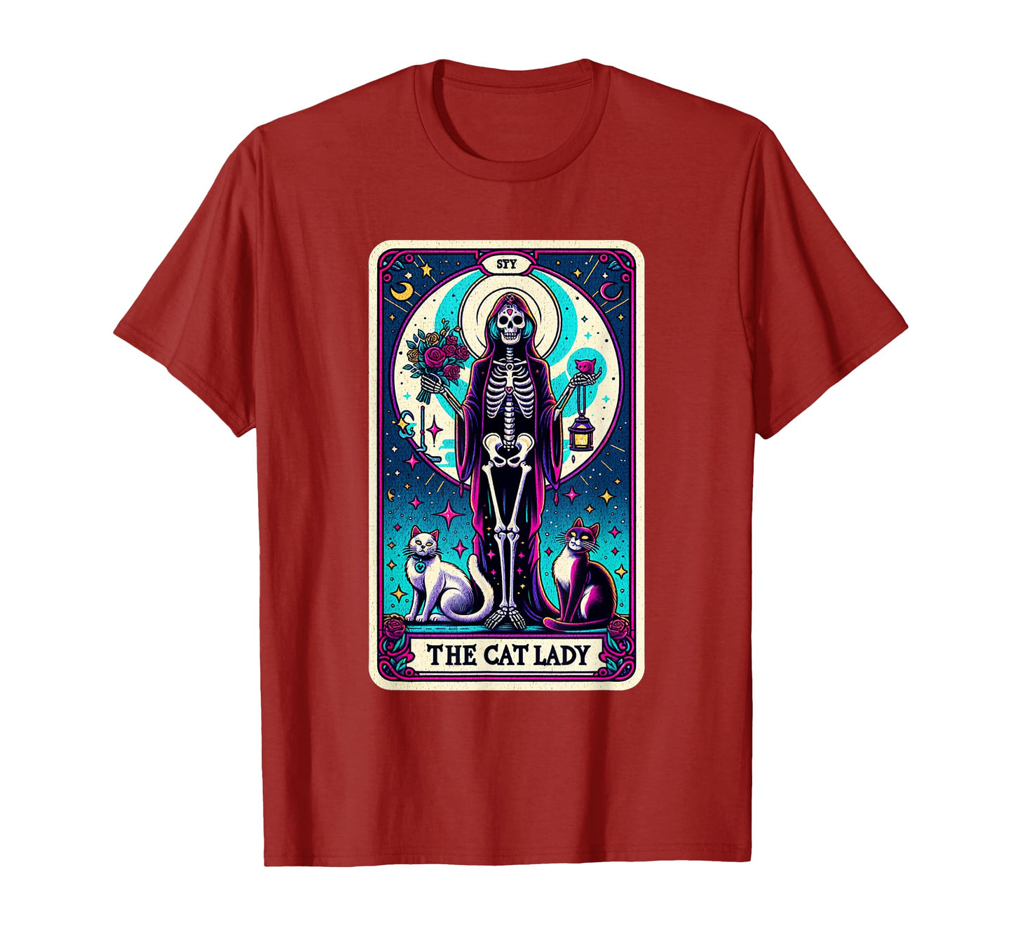 "The Cat Lady" Skeleton Tarot Card T-Shirt