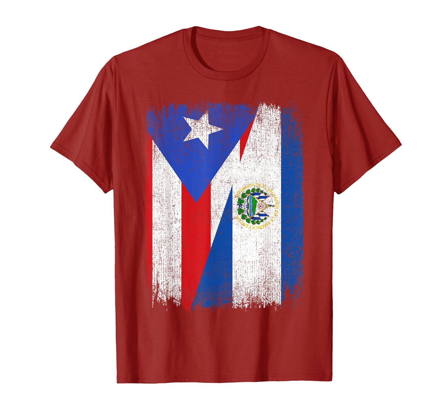 Half Puerto Rico El Salvador Flag Salvadoran Pride Roots T-Shirt