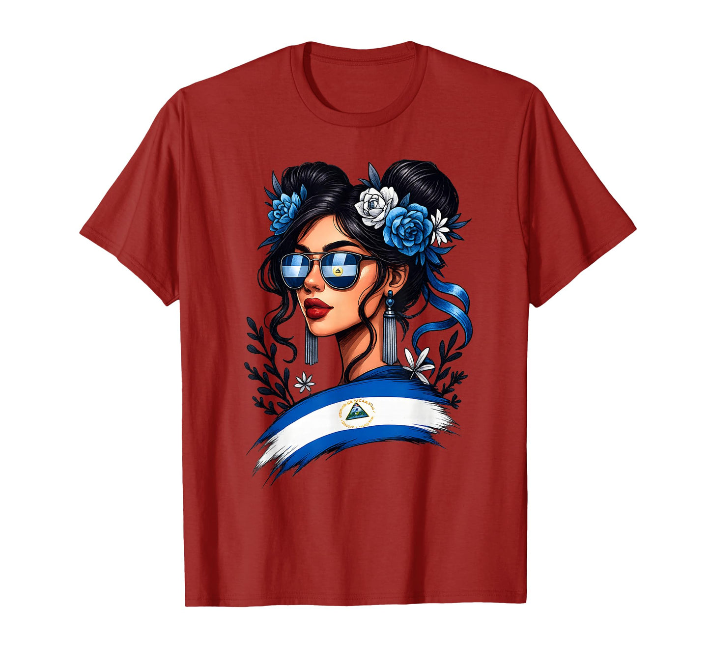 Nicaraguan Girl Messy Bun Hispanic Heritage Month Men Women T-Shirt