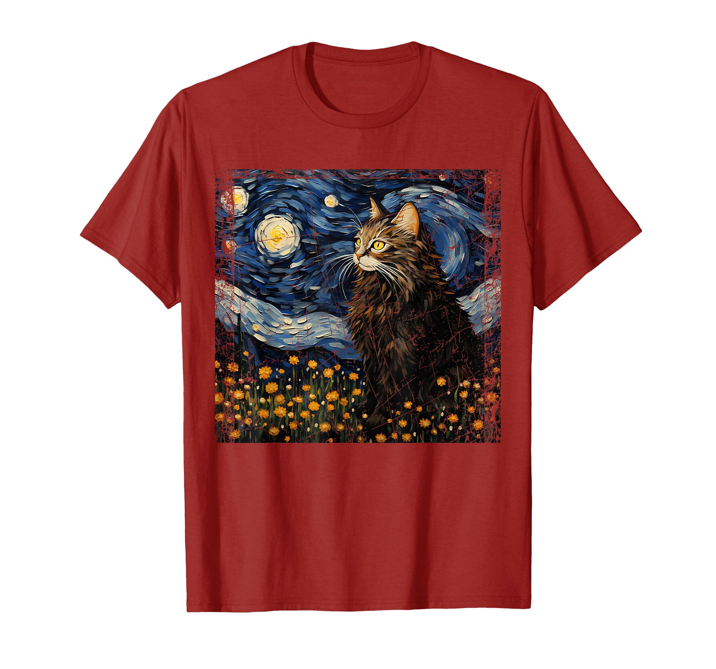 Starry Night Norwegian Forest For Cat Mom Cat Dad Funny Cat T-Shirt