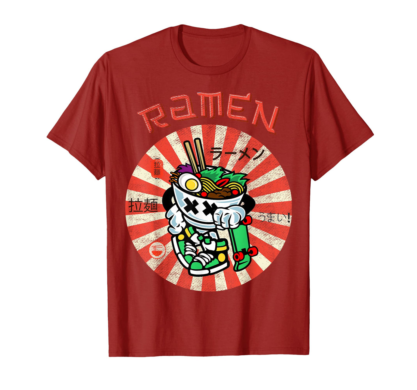 Cute Ramen Skater Tee Kawaii Anime Skateboard Lover Teens T-Shirt
