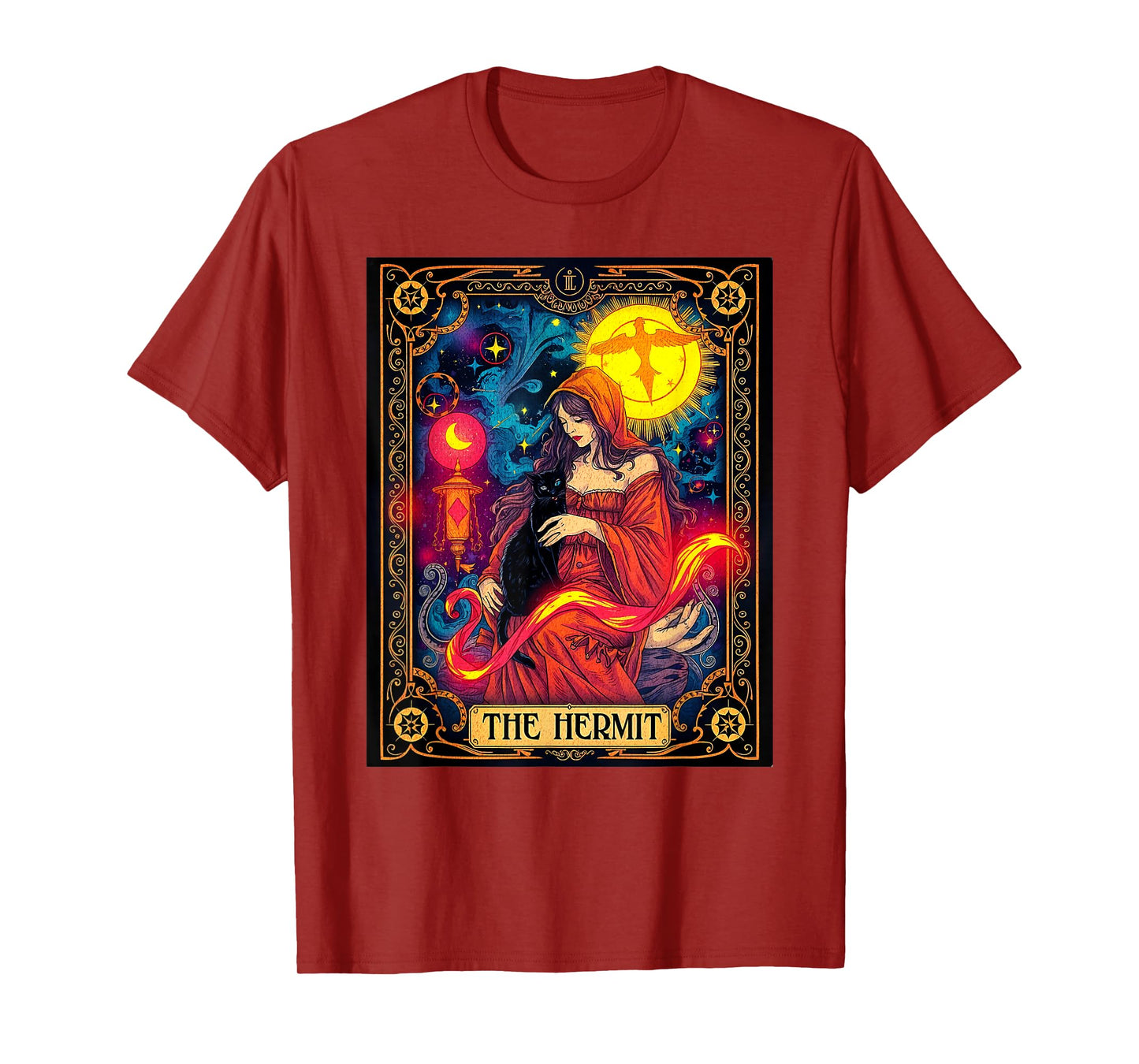 "The Hermit" Tarot Card Witchcore Cat Design T-Shirt