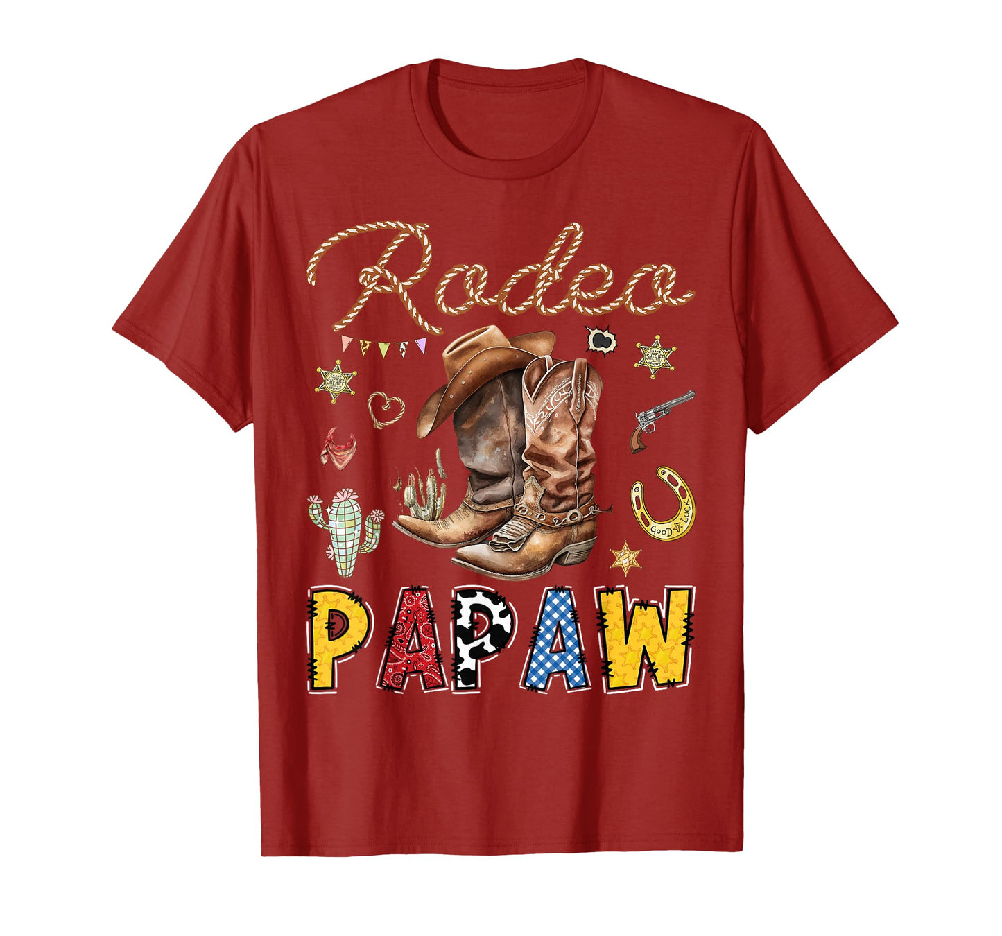 Rodeo Papaw Western Cowboy Birthday Matching Family T-Shirt