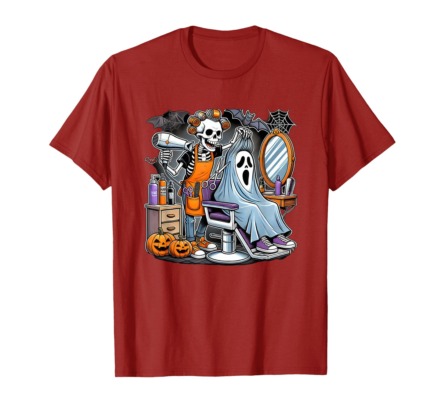 Halloween Skeleton Hairdresser Hairstylist T-Shirt