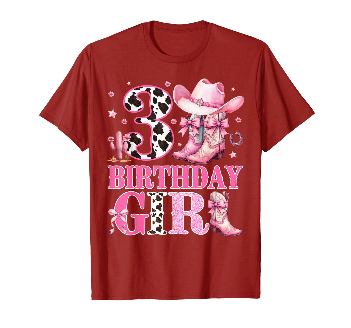 Kids 3rd Birthday Girl Rodeo Western Cowgirl Birthday Party T-Shirt
