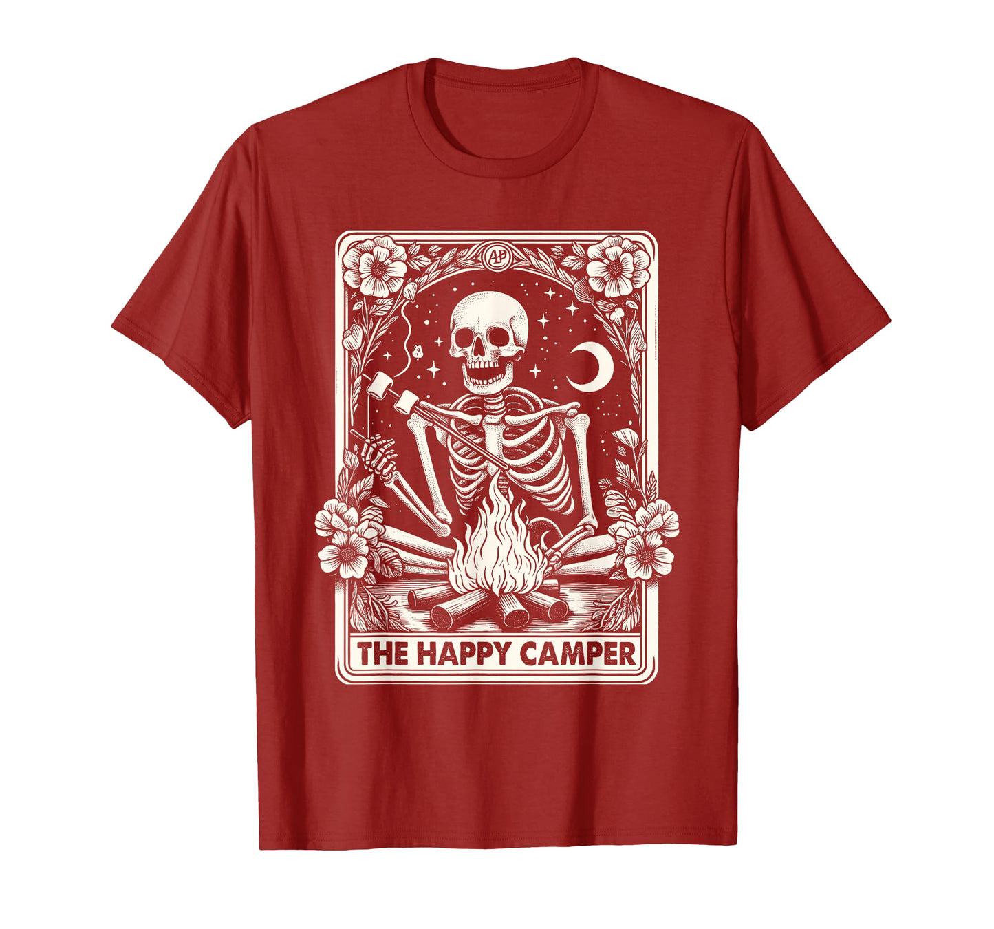 Happy Camper Card Skeleton Camper Camping Halloween T-Shirt