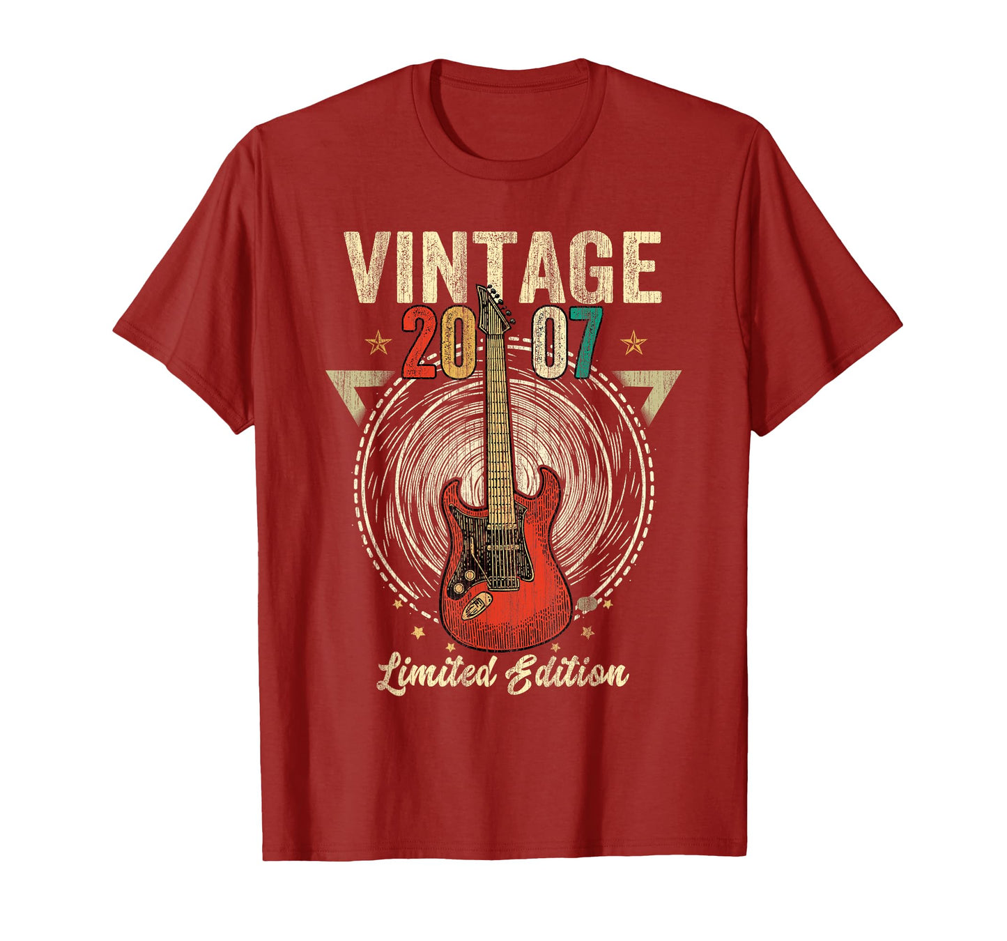 Vintage Made In 2007 Limited Edition 18th Birthday Guitar T-Shirt