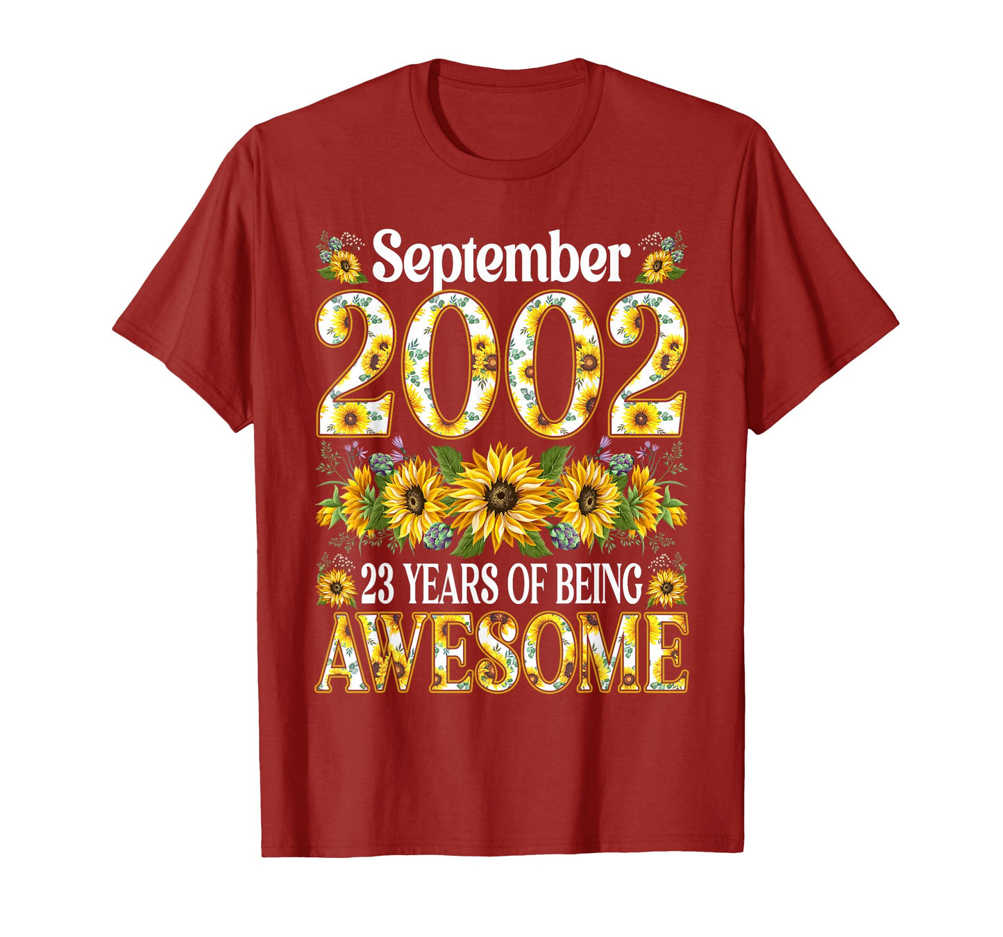 23 Year Old Floral September 2002 23rd Birthday Gifts Women T-Shirt