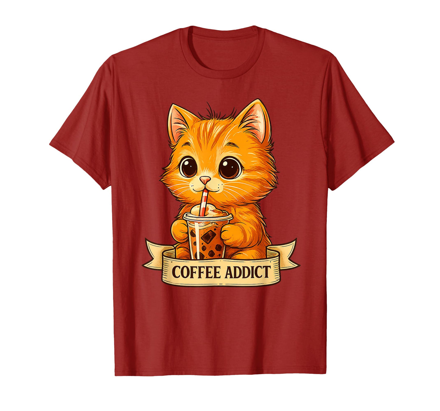 Cute Cat Drink Coffee Funny Kitten Gifts for Men Women Kid T-Shirt