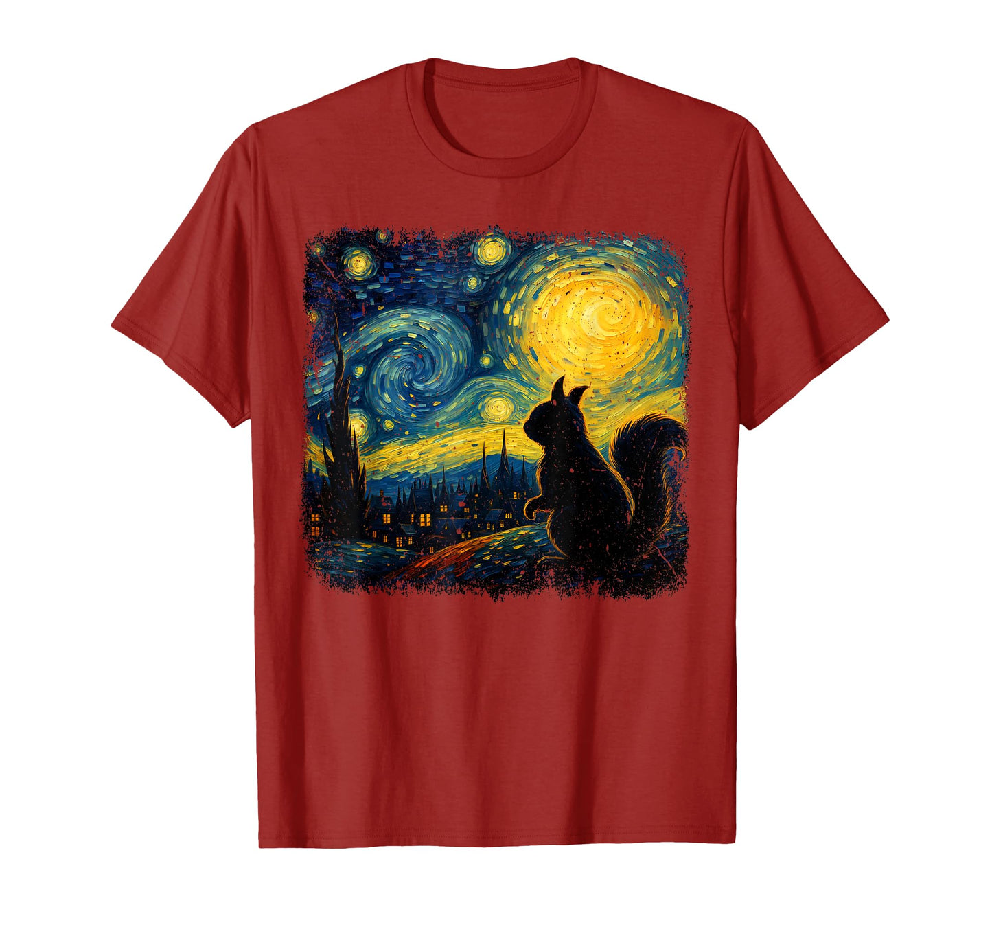 Squirrel Starry Night Van Gogh Art Gifts For Men Women Kid T-Shirt
