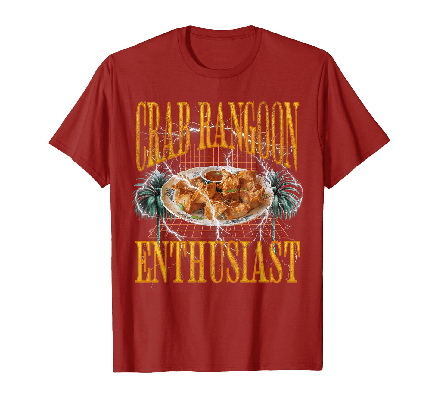 Funny Crab Rangoon Enthusiast Meme Bootleg Flames T-Shirt